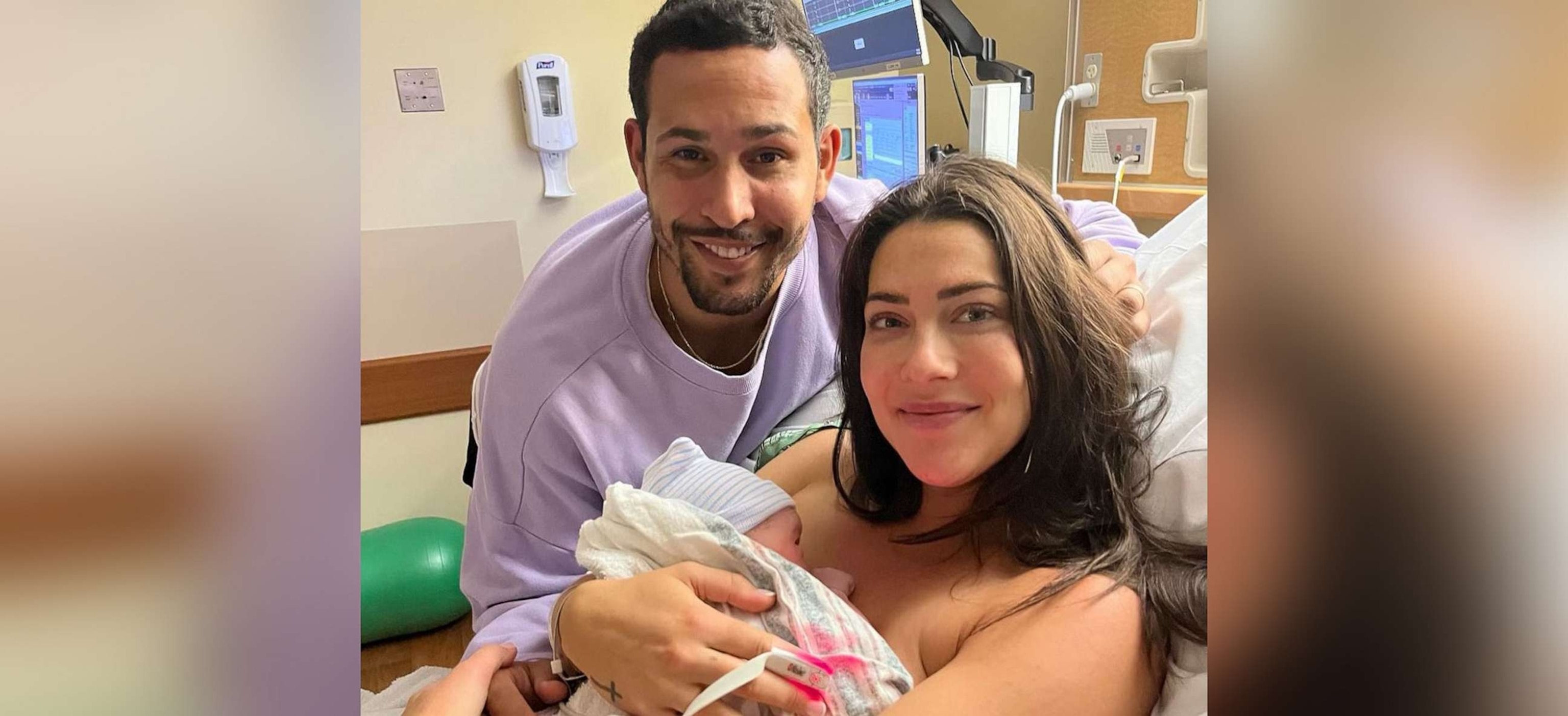 PHOTO: Becca Kufrin appears in a photo shared on her Instagram account with her fiancé Thomas Jacobs and their newborn.