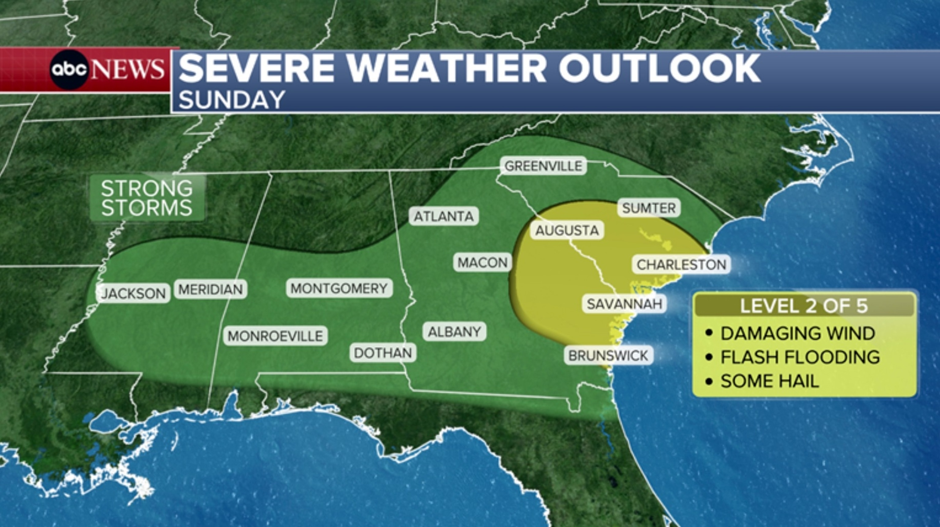 PHOTO: severe weather outlook map for Sunday