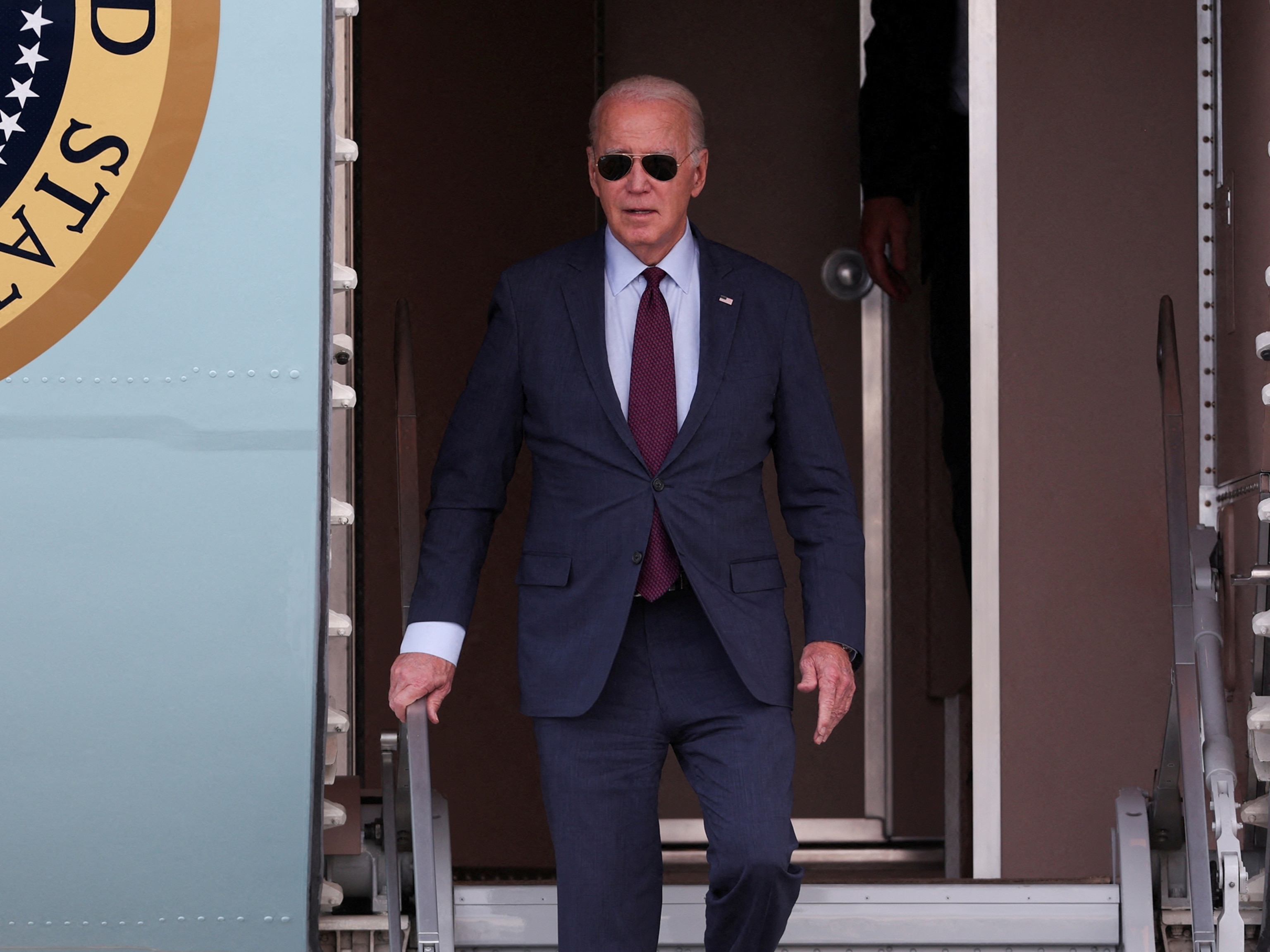 PHOTO: President Joe Biden disembarks from Air Force One at San Francisco International Airport, as he arrives to attend the APEC (Asia-Pacific Economic Cooperation) Summit, Nov. 14, 2023, in San Francisco.