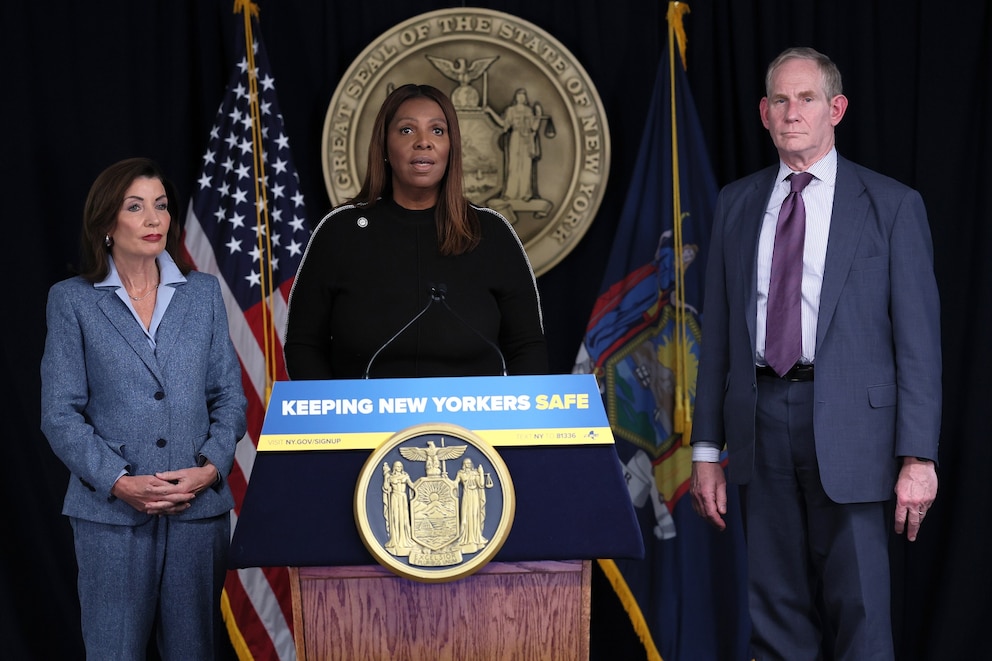PHOTO: Attorney General Letitia James speaks during a press conference at her NYC office on Oct. 16, 2025, in New York. 