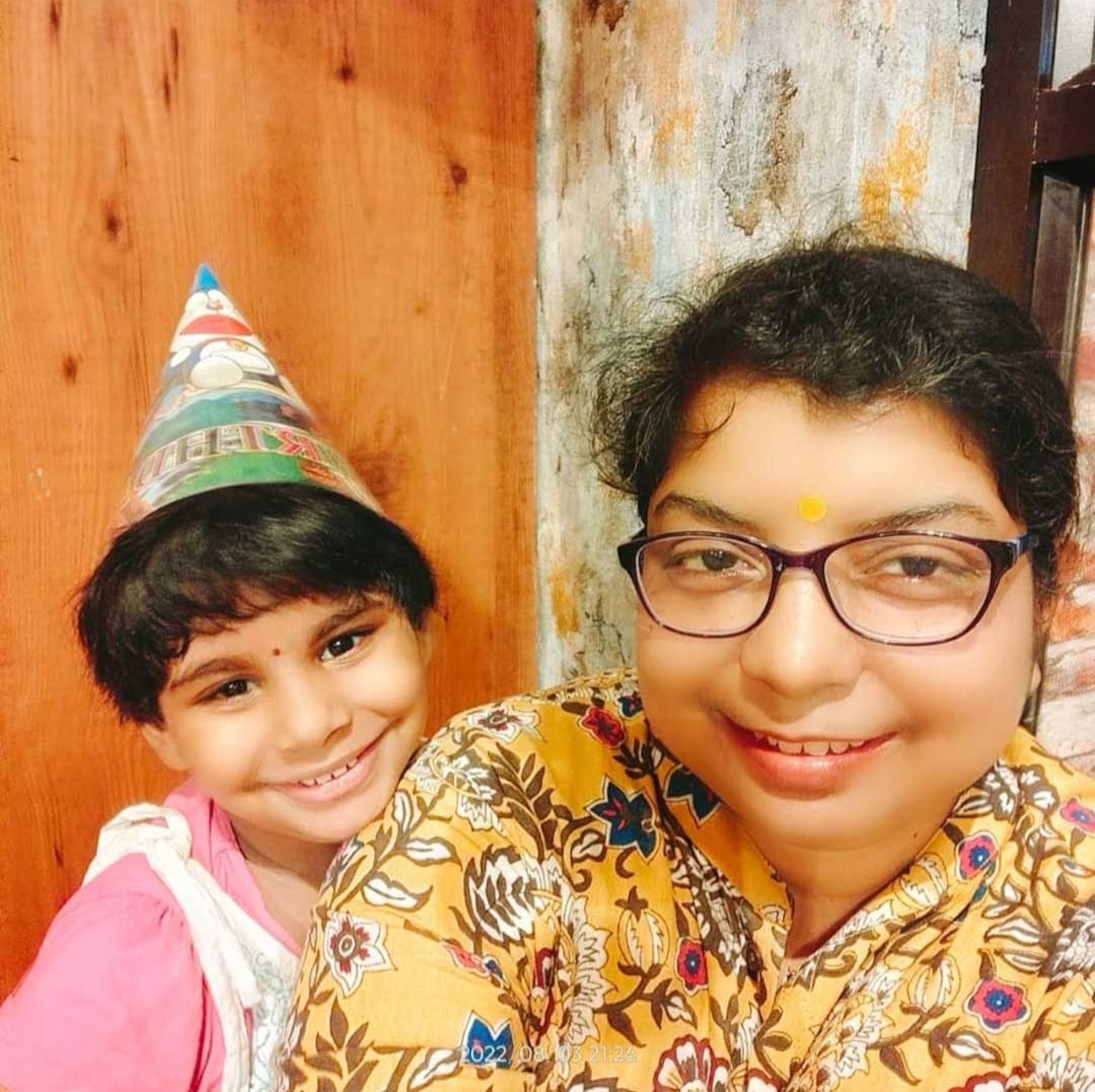 PHOTO: Deepanwita Dasgupta and her mother, Anindita Dasgupta, celebrate the child's fifth birthday in 2022.