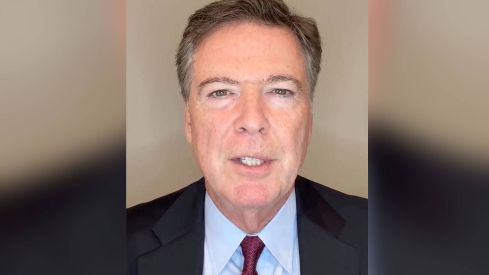 PHOTO: Former FBI Director James Comey speaks on a video message that he was innocent 