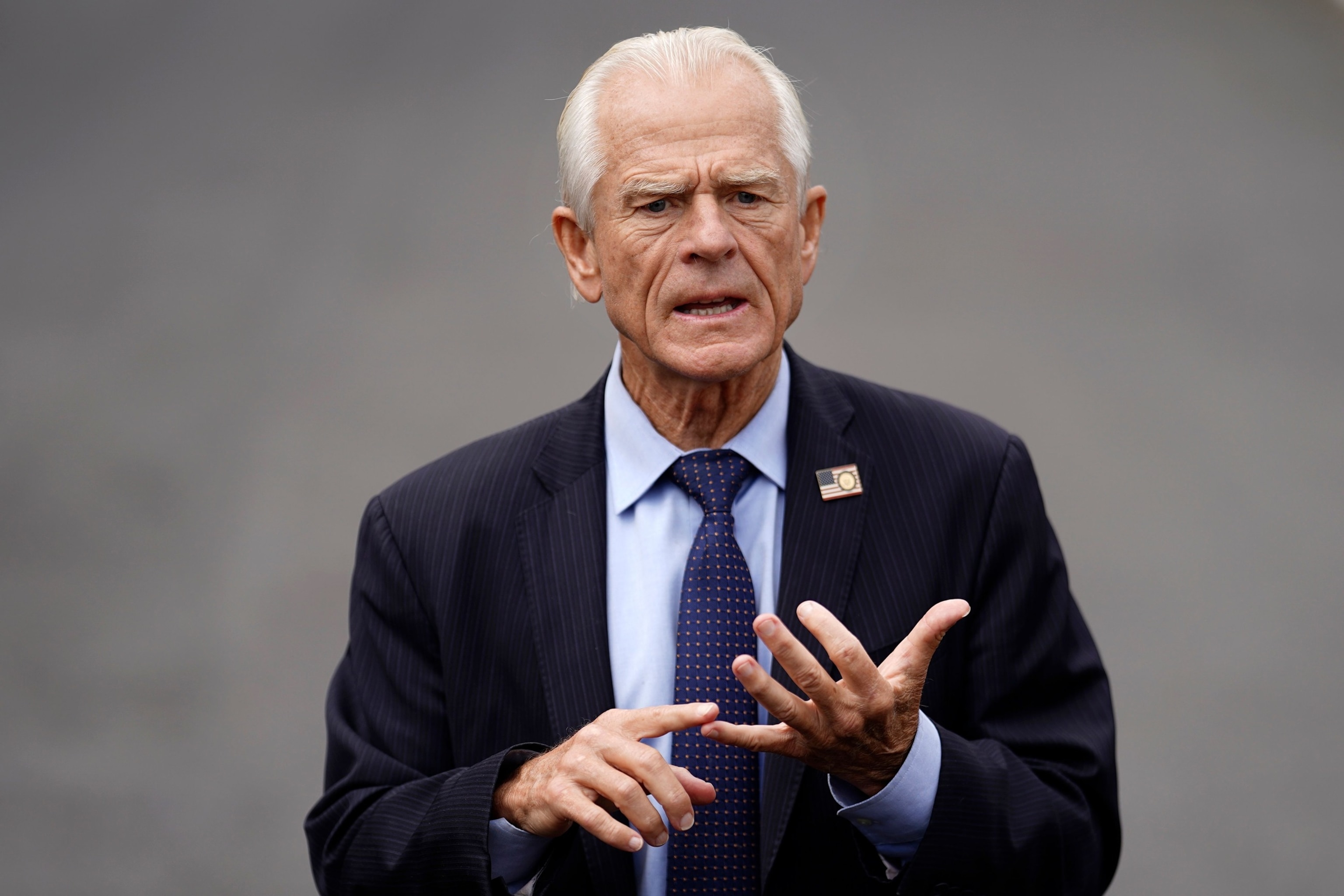 PHOTO: Senior Counselor to the President for Trade and Manufacturing Peter Navarro speaks to the media at the White House, Washington, May 29, 2025.