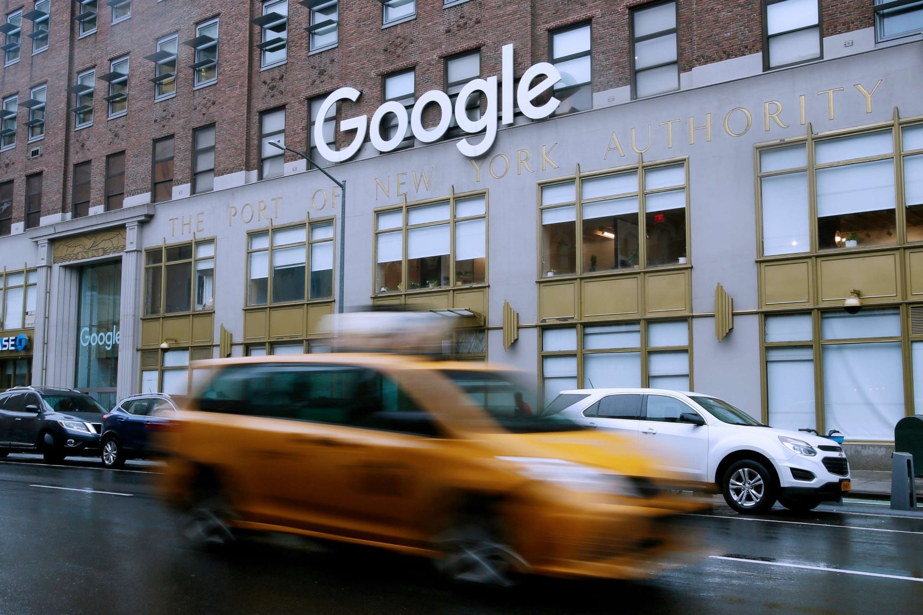 PHOTO: Cars drive near Google offices on Jan. 25, 2023 in New York City.