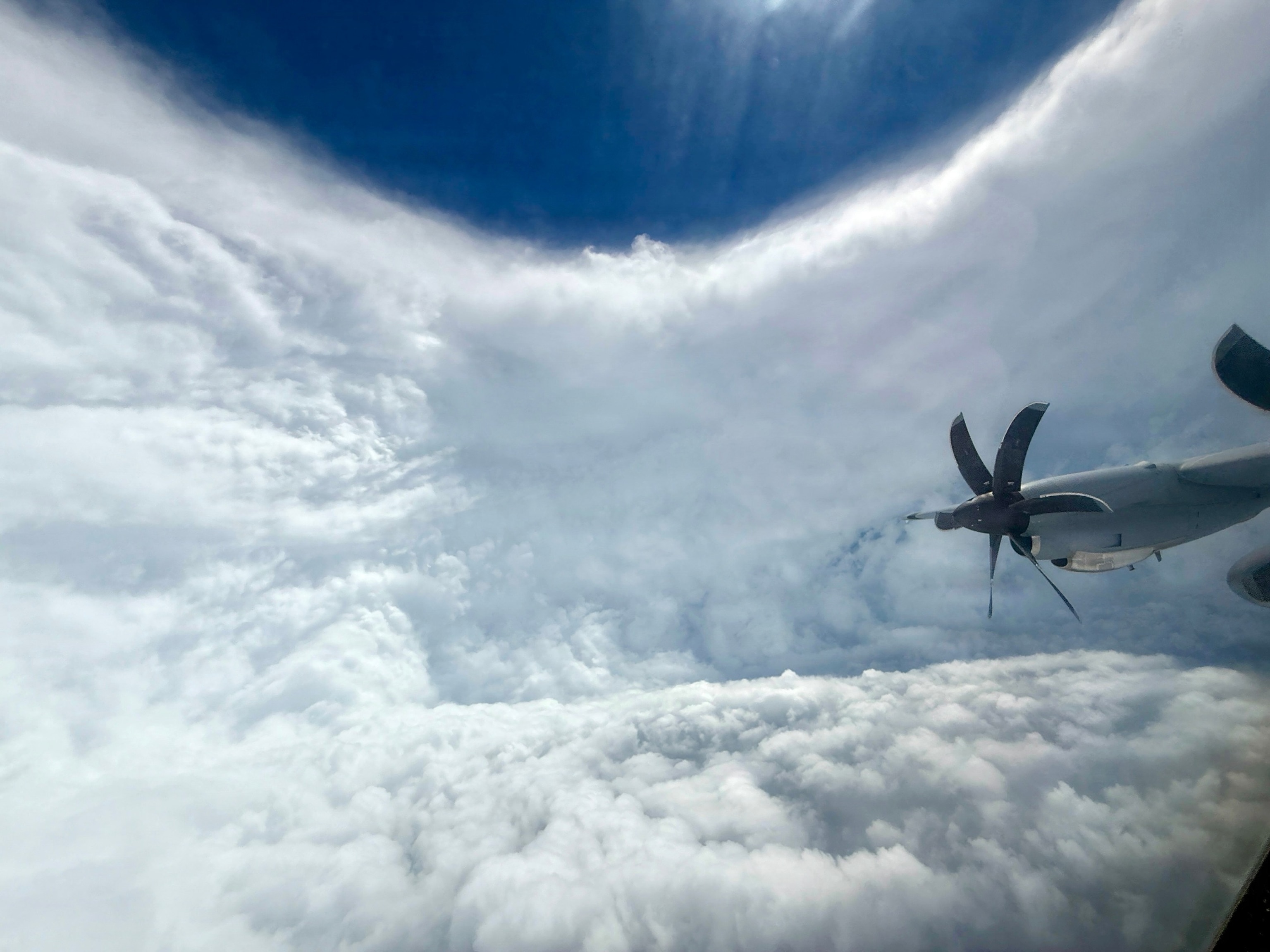PHOTO: A U.S. Air Force Reserve crew from the 53rd Weather Reconnaissance Squadron, known as the "Hurricane Hunters," flies through Hurricane Melissa on Oct. 27, 2025.