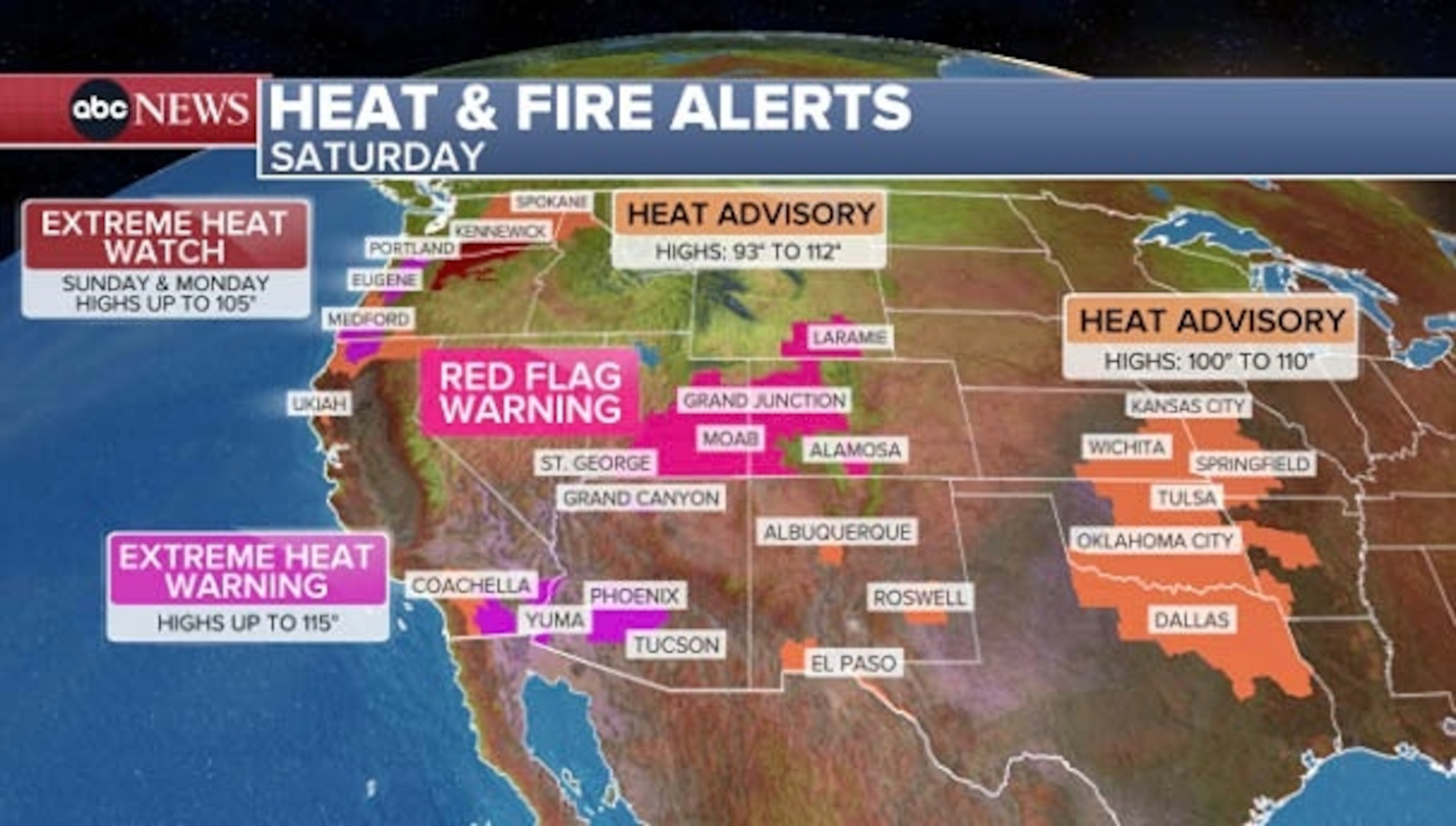 Foto: Mapa de calor e aviso de fogo