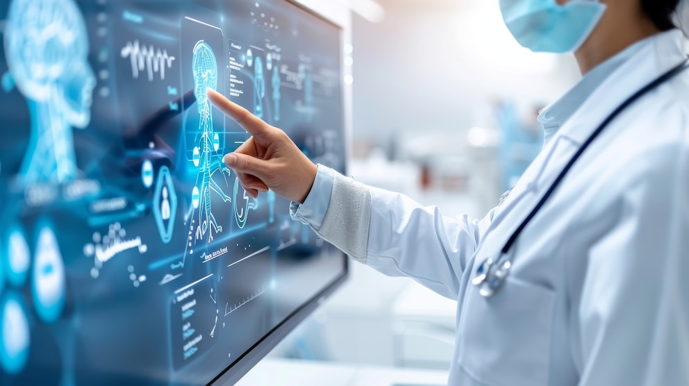 PHOTO: A stock photo of AI and a doctor. 