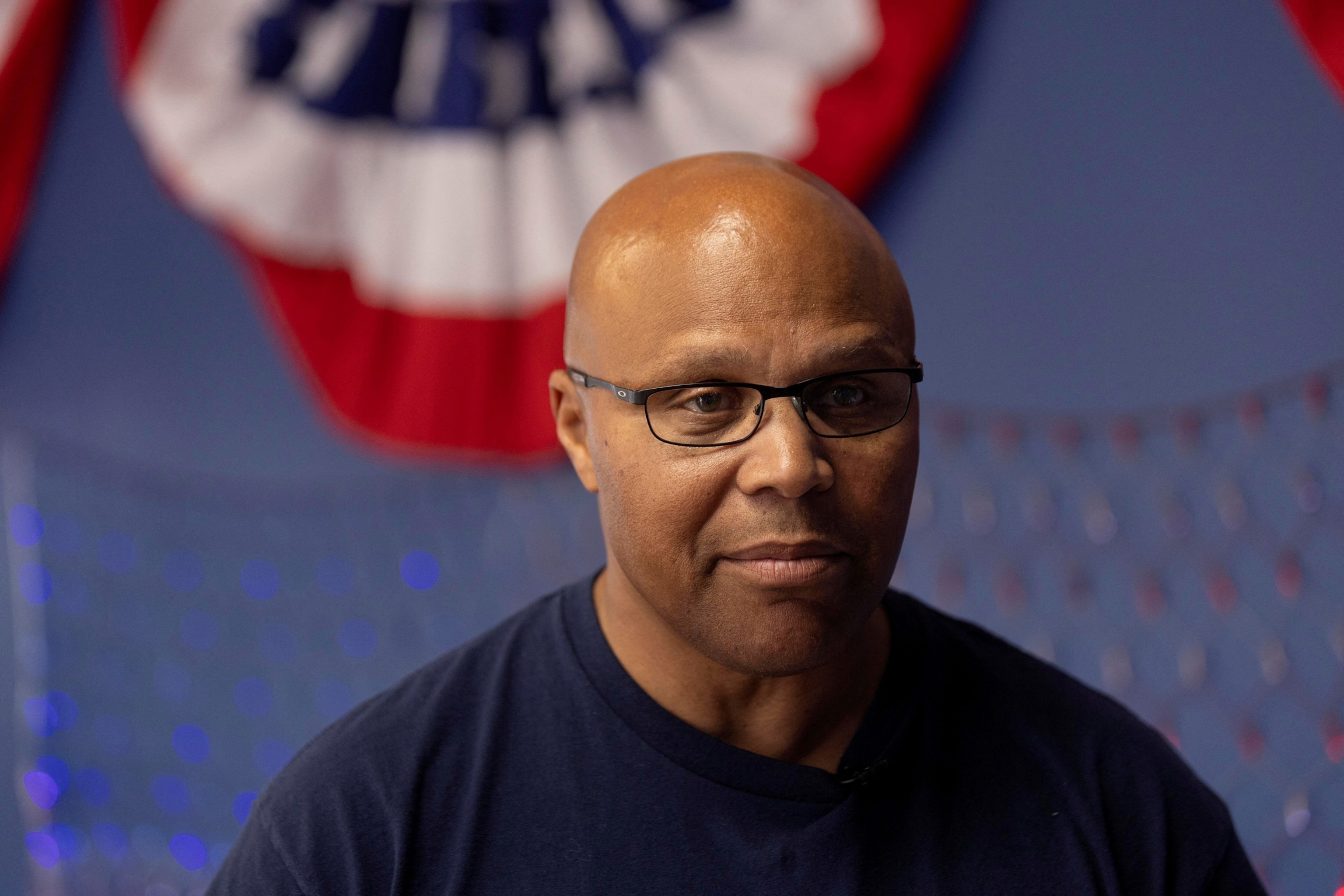 PHOTO: Georgia Democrat Congressional candidate Shawn Harris attends an interview at his campaign headquarters during a special election in Georgia to fill a seat in its 14th congressional district in Rome, Ga., March 10, 2026. 