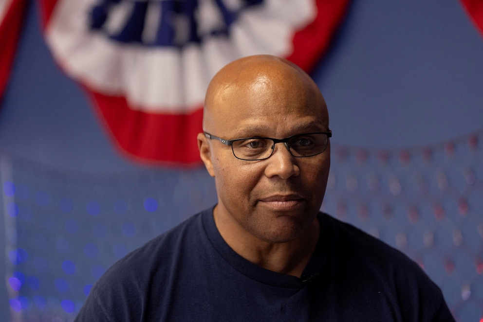 PHOTO: Georgia Democrat Congressional candidate Shawn Harris attends an interview at his campaign headquarters during a special election in Georgia to fill a seat in its 14th congressional district in Rome, Ga., March 10, 2026. 