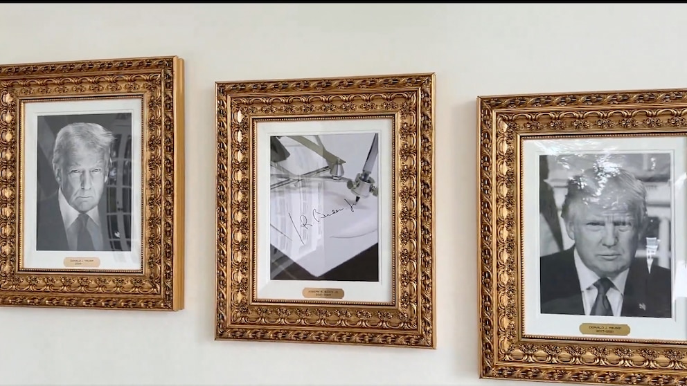 PHOTO: A new “Presidential Walk of Fame” has been built along the West Wing Colonnade featuring portraits of all the Presidents, however, rather than putting up former President Joe Biden’s portrait, a picture of an autopen is there instead. 
