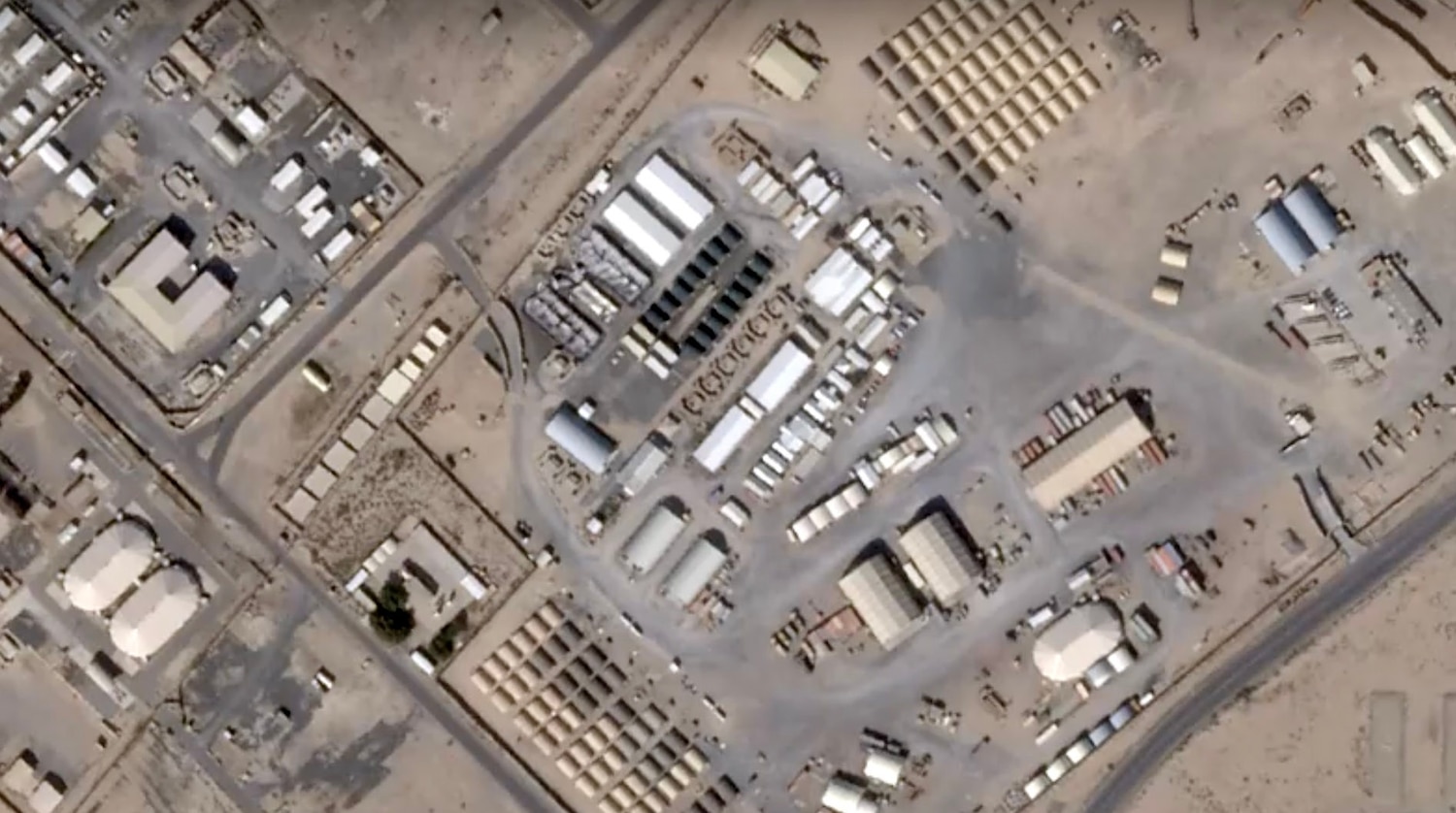 Planet Labs satellite image showing damaged buildings at Ali Al Salem Air Base in Kuwait on 1 March 2026