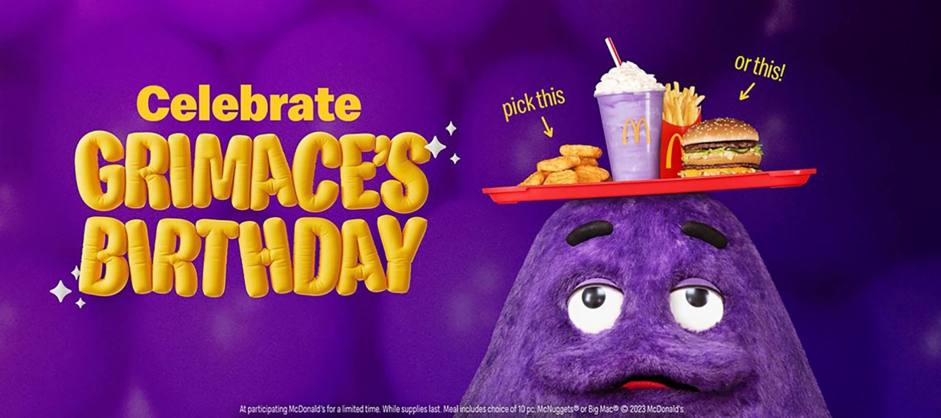 PHOTO: McDonald's celebrate's Grimace's birthday with a Grimace meal featuring a purple milkshake.