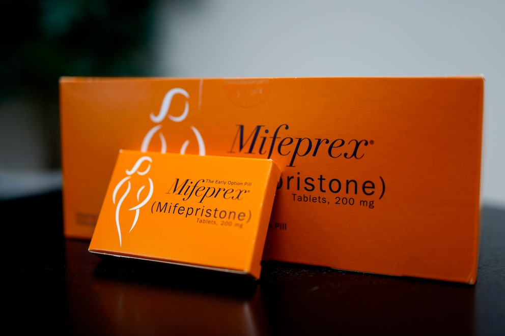 PHOTO: In this photo illustration,  packages of Mifepristone tablets are displayed at a family planning clinic in Rockville, MD, April 13, 2023.