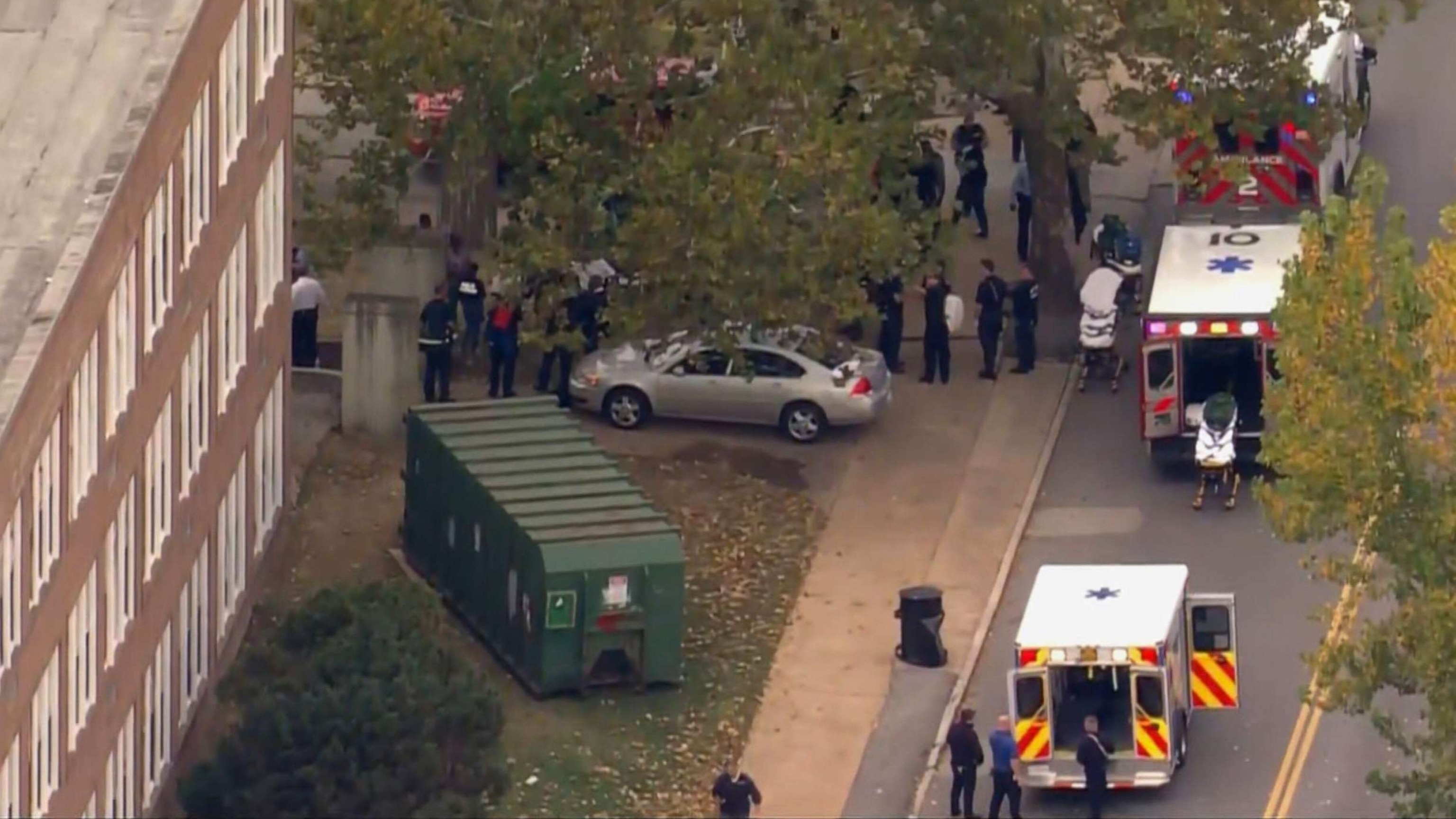 PHOTO: First responders on the scene of a shooting at the Central Visual and Performing Arts High School in St. Louis, Oct. 24, 2022.