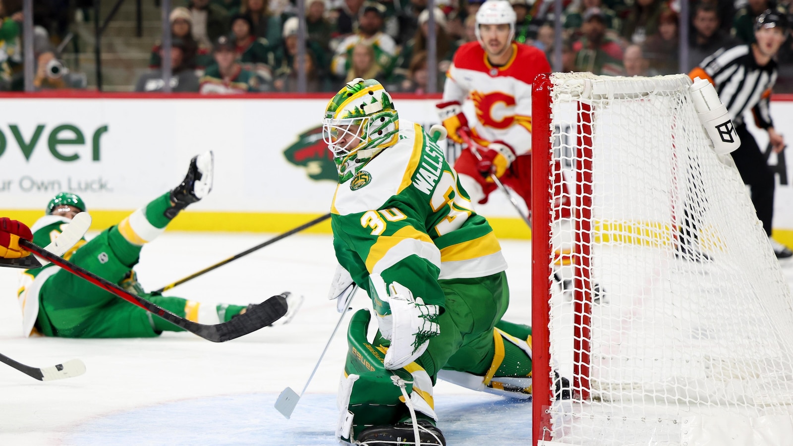 Wallstedt makes 36 saves, Boldy has goal and assist in Wild's 2-0 win over Flames