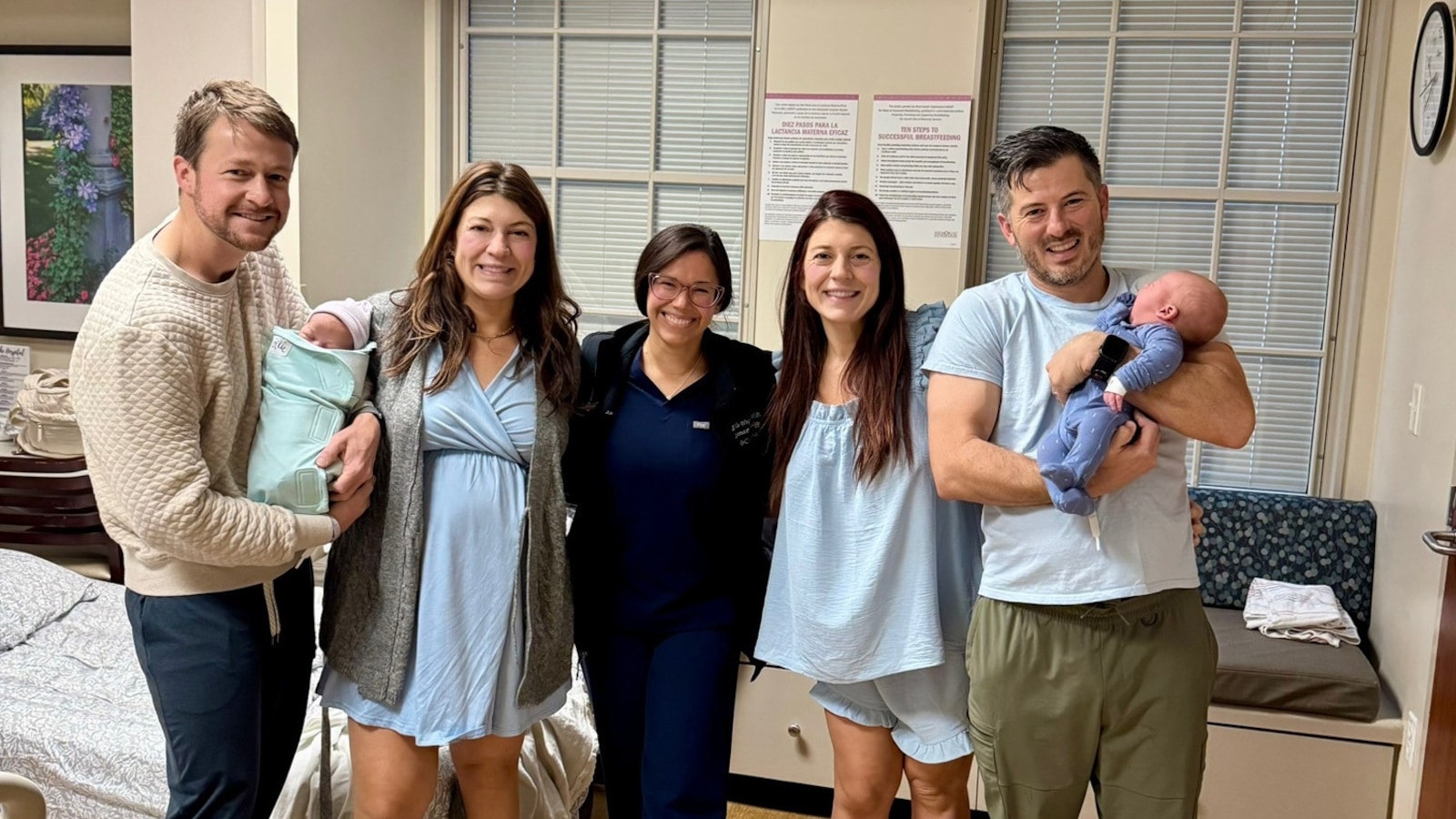 Identical twin sisters open up about babies on same day, in