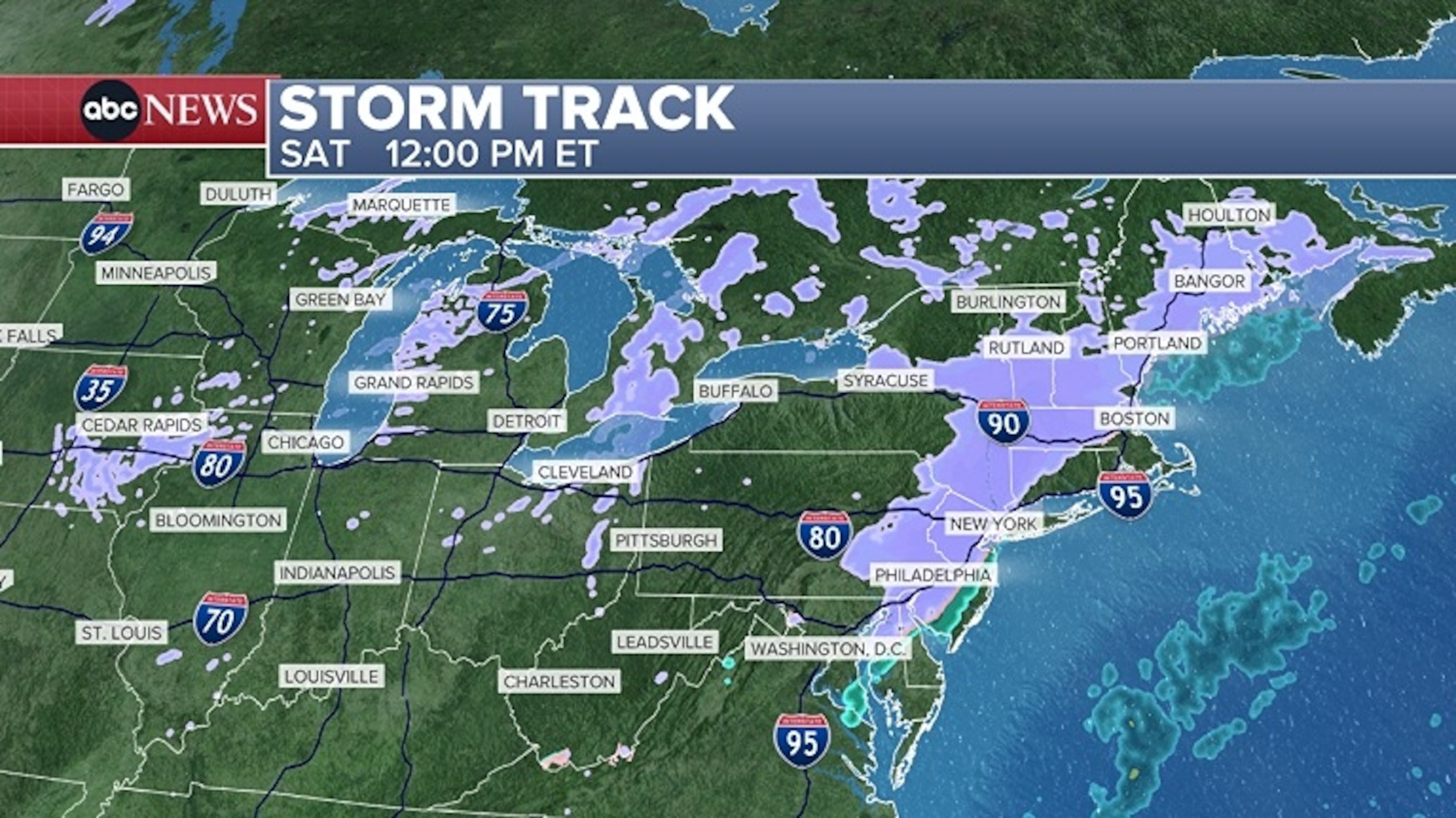 PHOTO: By 12pm, it’s likely either snow or mixed conditions along the I-95 corridor from Baltimore to Philly to NYC.