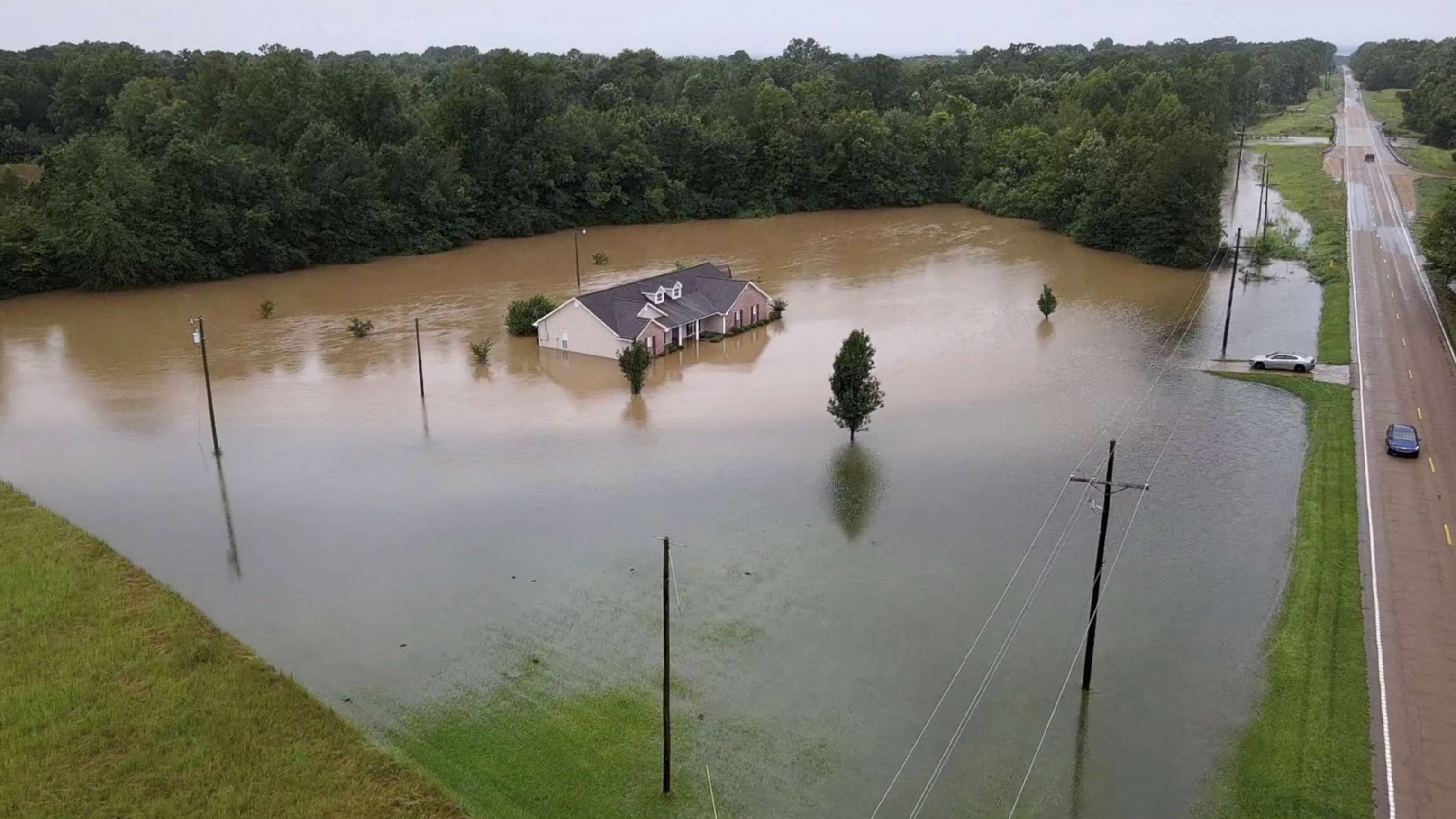 PHOTO: A building is submerged amid flooding in Canton, Miss., Aug. 24, 2022.