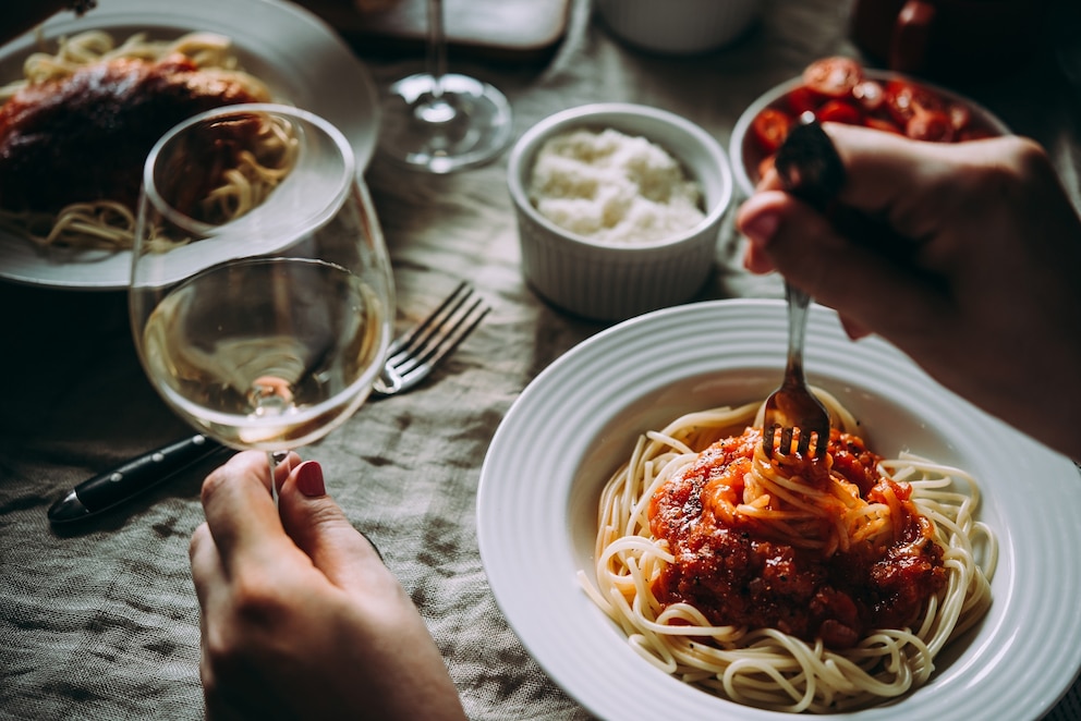 PHOTO: Italian food, pasta, cheese and wine in an undated stock photo. 