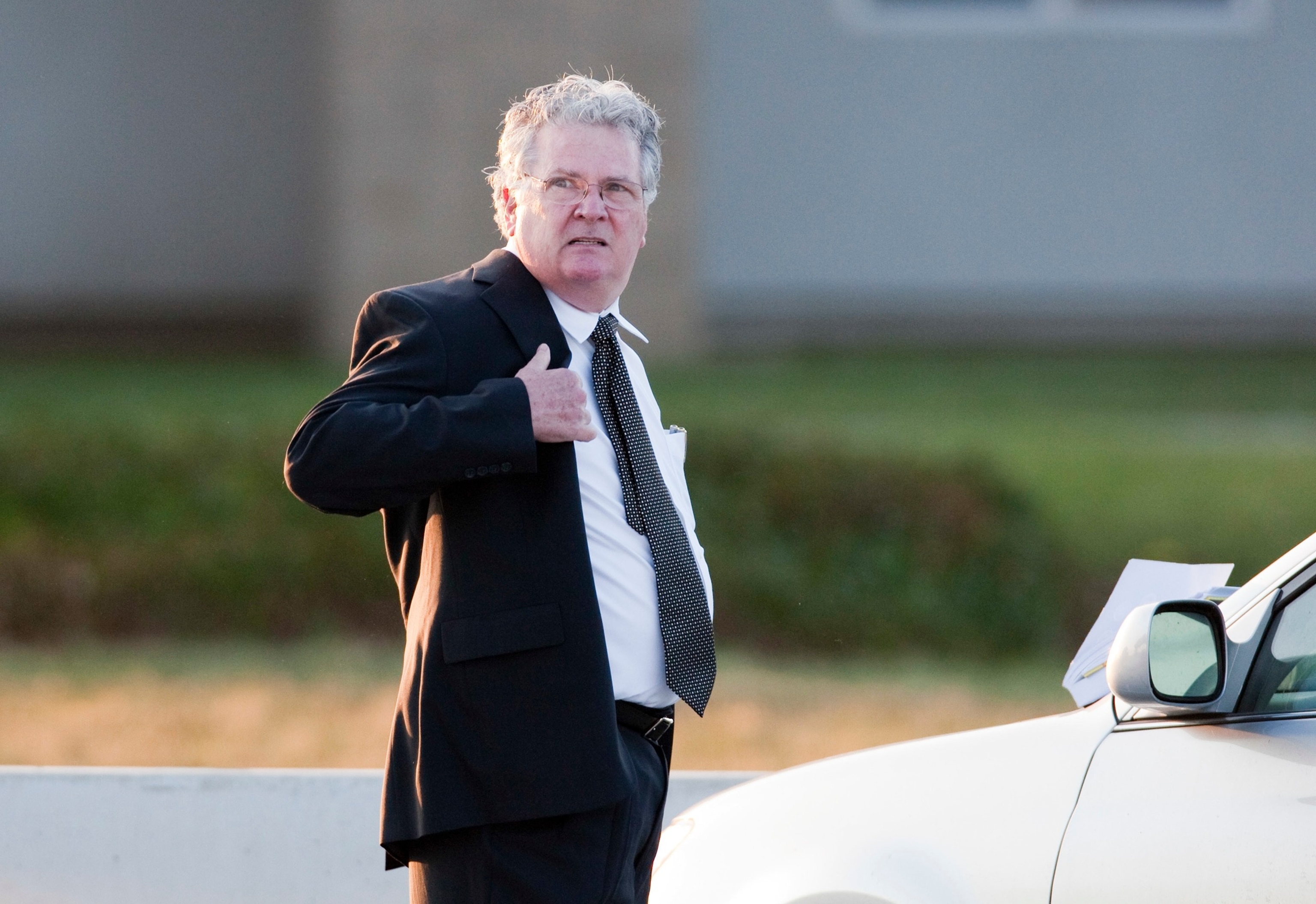 PHOTO: John Galligan, attorney for Major Nadal Hasan, as he arrives at the military courthouse at Fort Hood, TX.