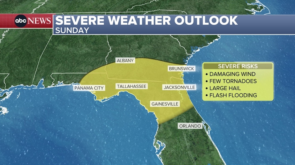 PHOTO: severe weather outlook map - Sunday