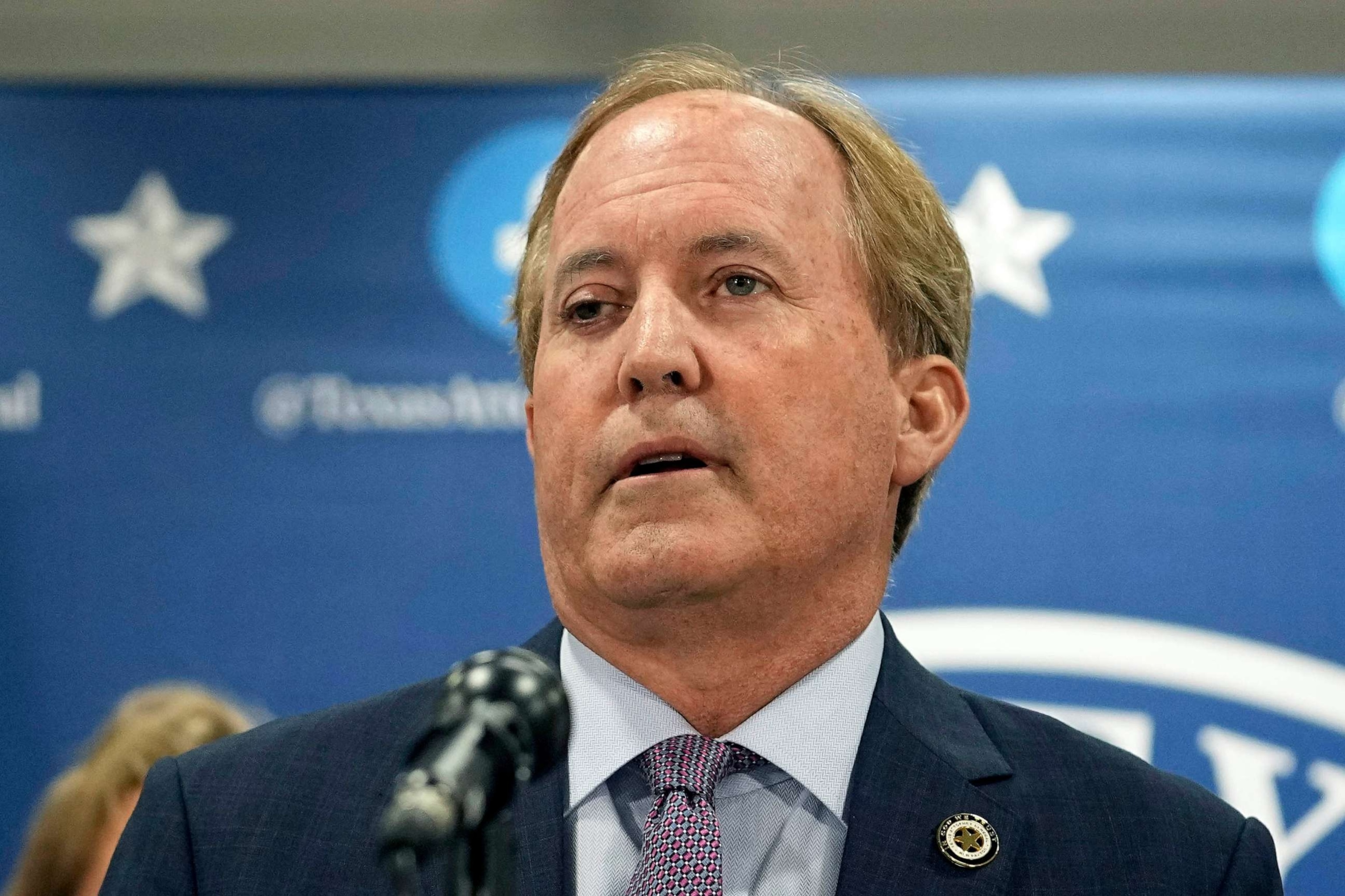 PHOTO: FILE - Texas Attorney General Ken Paxton makes a statement at his office, May 26, 2023, in Austin, Texas.