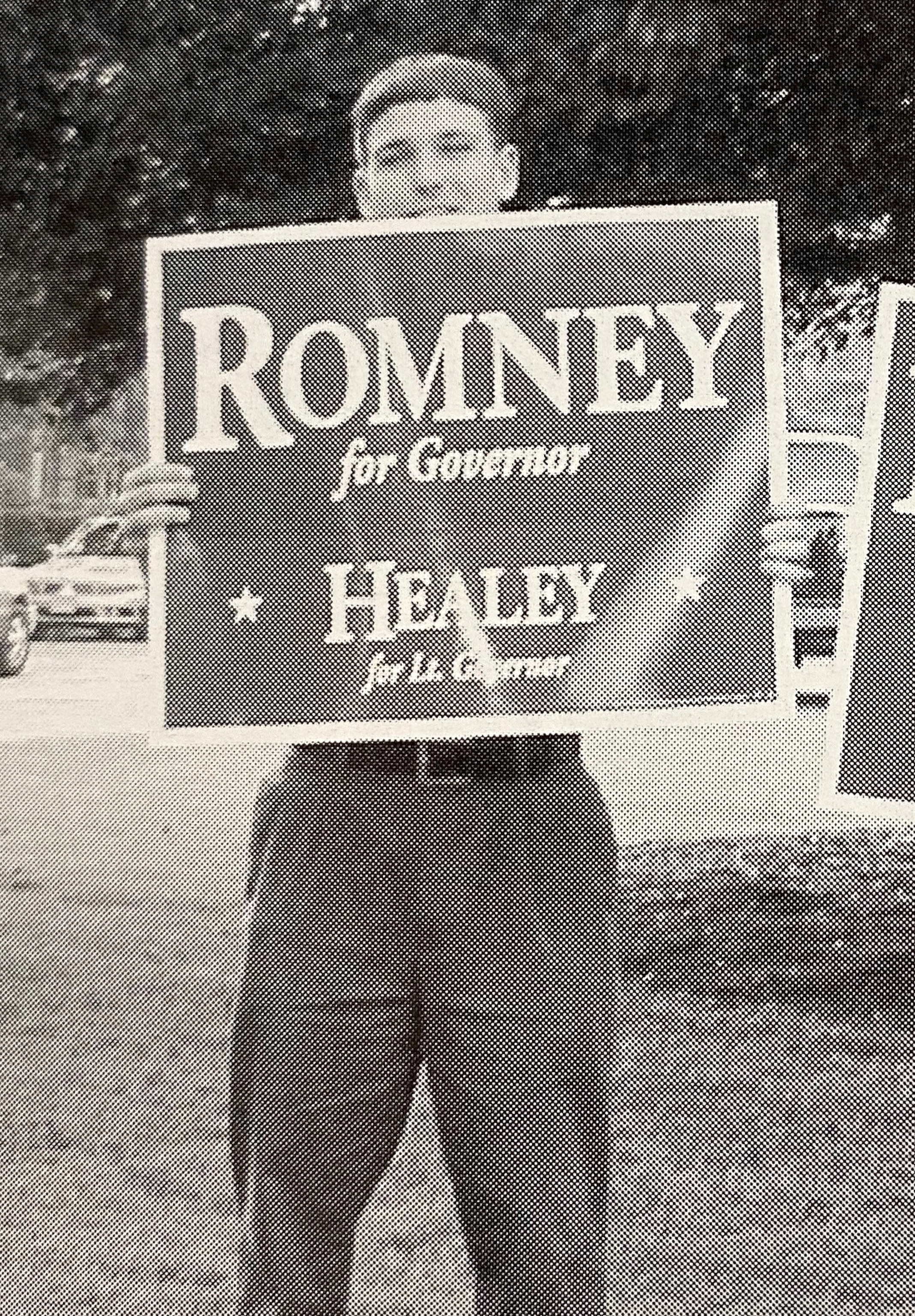 PHOTO: A photo from Ron DeSantis' 2005 Harvard Law School yearbook shows DeSantis, left, campaigning for Mitt Romney. 