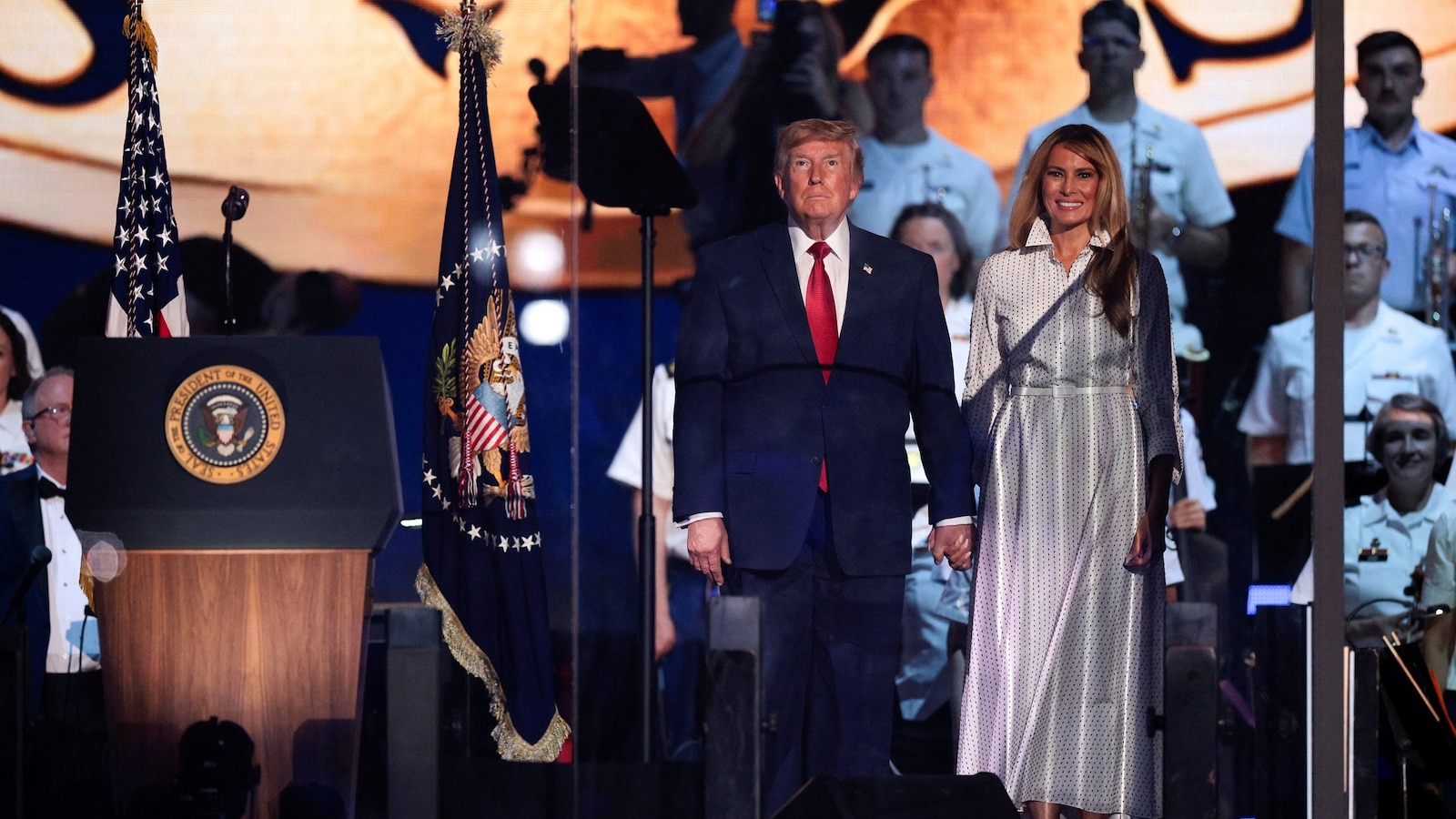 Trump makes speech hours after storms delay July Fourth show