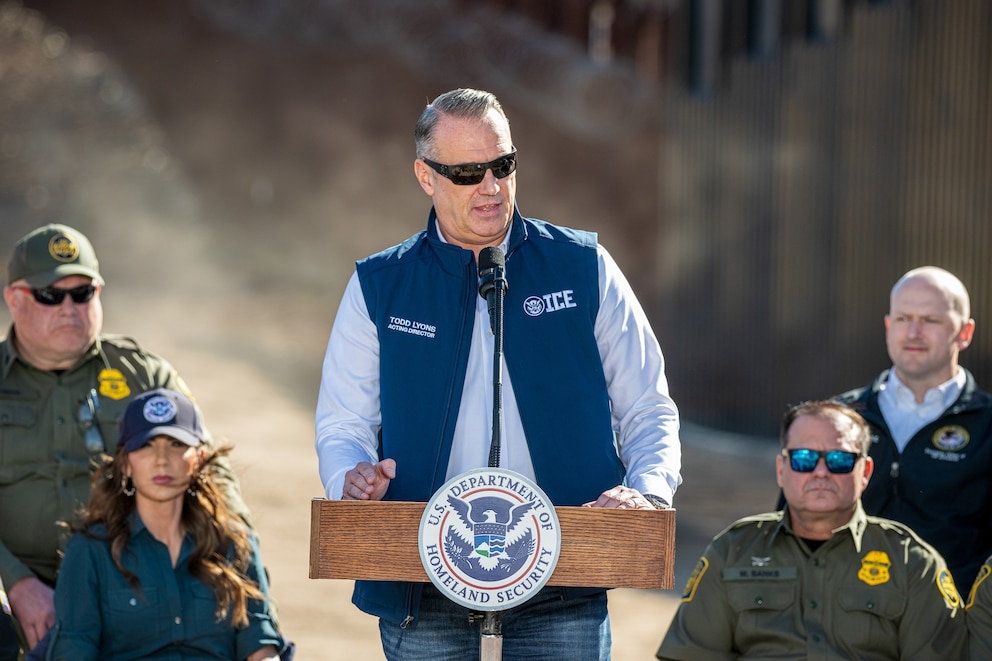 PHOTO: DHS Secretary Noem Holds News Conference At US-Mexico Border