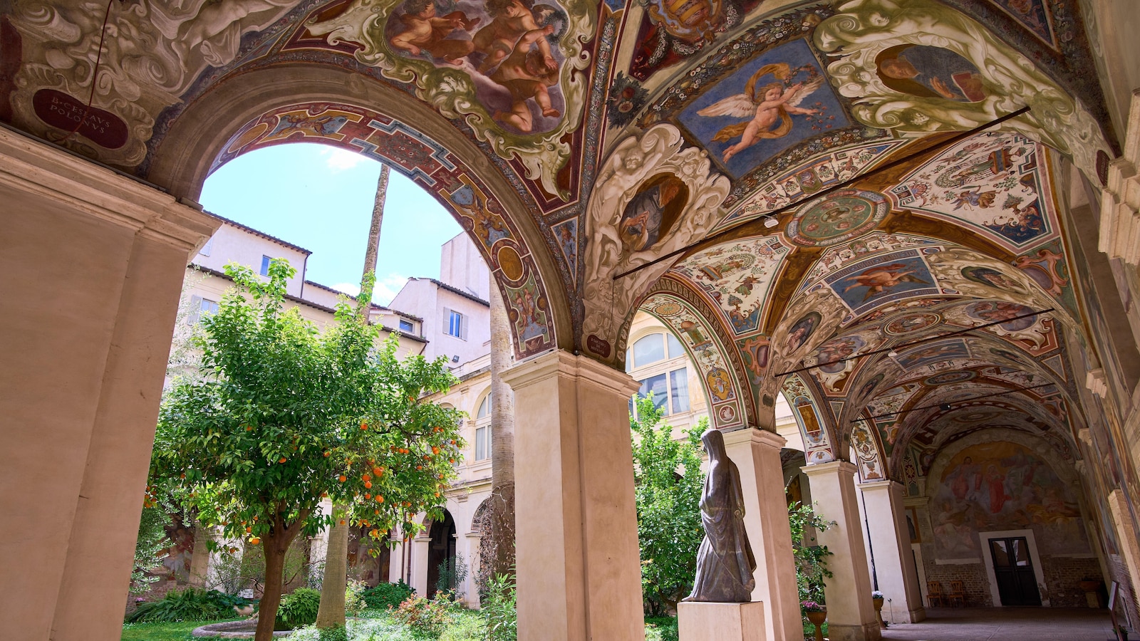 A hidden cloister in the center of Rome has a turbulent past etched on its walls