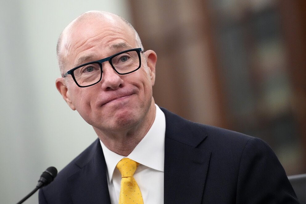 PHOTO: Republic Airways President and CEO Bryan Bedford testifies during his nomination hearing to be Administrator of the Federal Aviation Administration (FAA) in the Russell Senate Office Building, June 11, 2025, in Washington, D.C. 