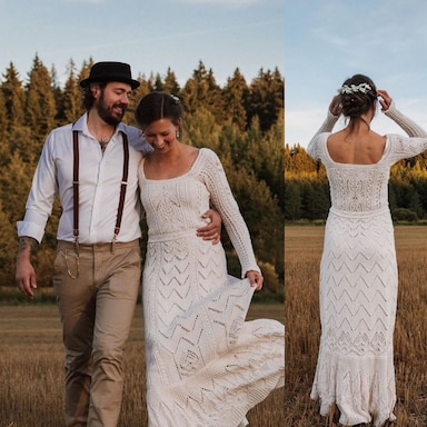 Bride knits her entire wedding dress in 45 days Bride knits her entire wedding dress in 45 days
