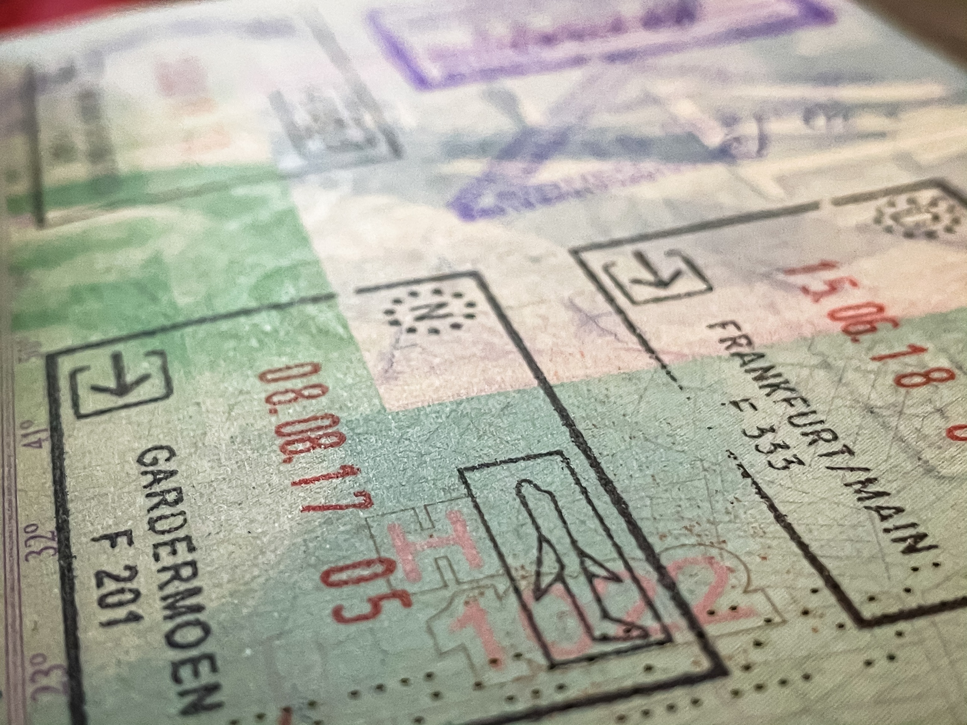 PHOTO: An opened passport with entry stamps for Frankfurt Germany in an undated stock photo. 