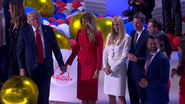 Trump wraps up RNC speech with family on stage