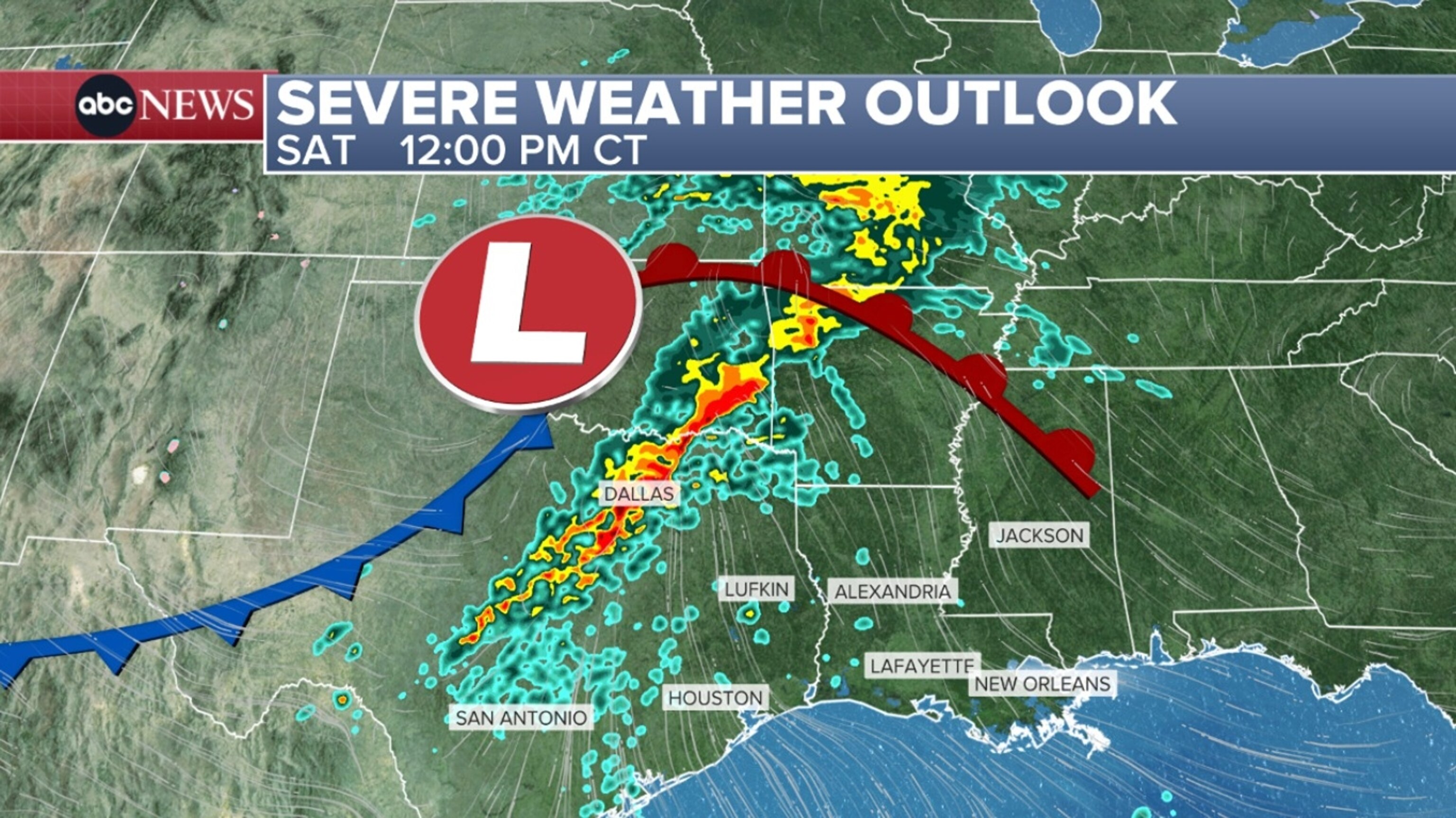 PHOTO: severe weather outlook map - Saturday
