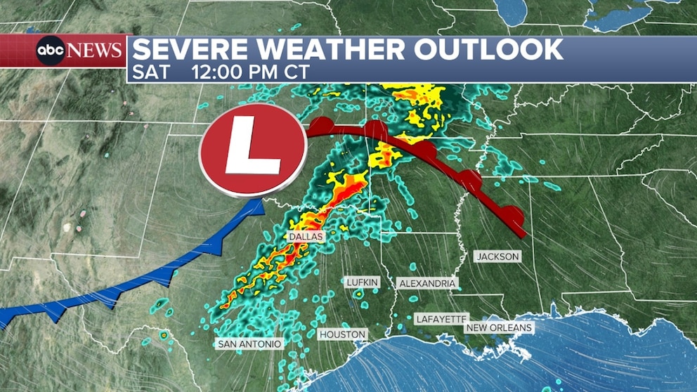 PHOTO: severe weather outlook map - Saturday