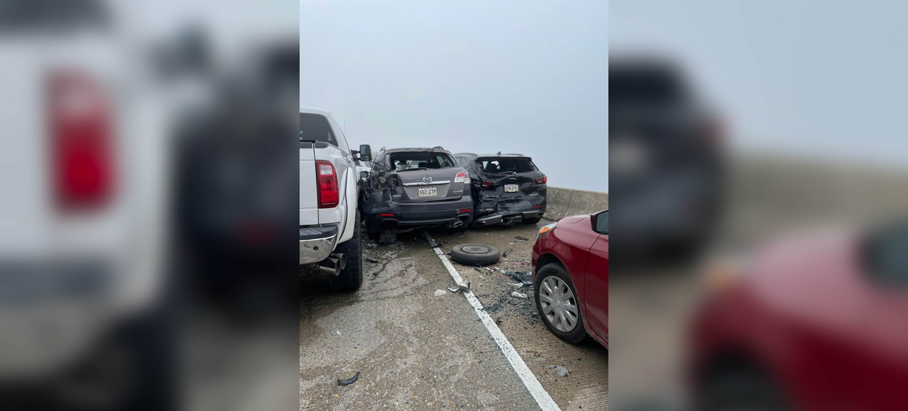 PHOTO: Multi-car crash on I-55 in St. John the Baptist Parish in La., Oct. 23, 2023.