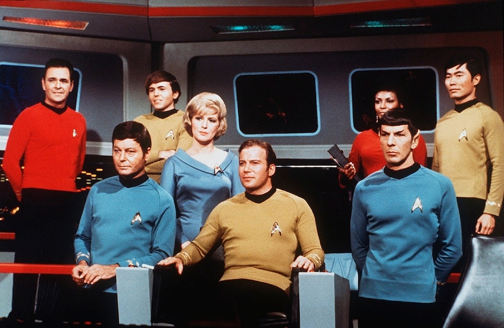 The crew of the USS Enterprise on the TV series "Star Trek."