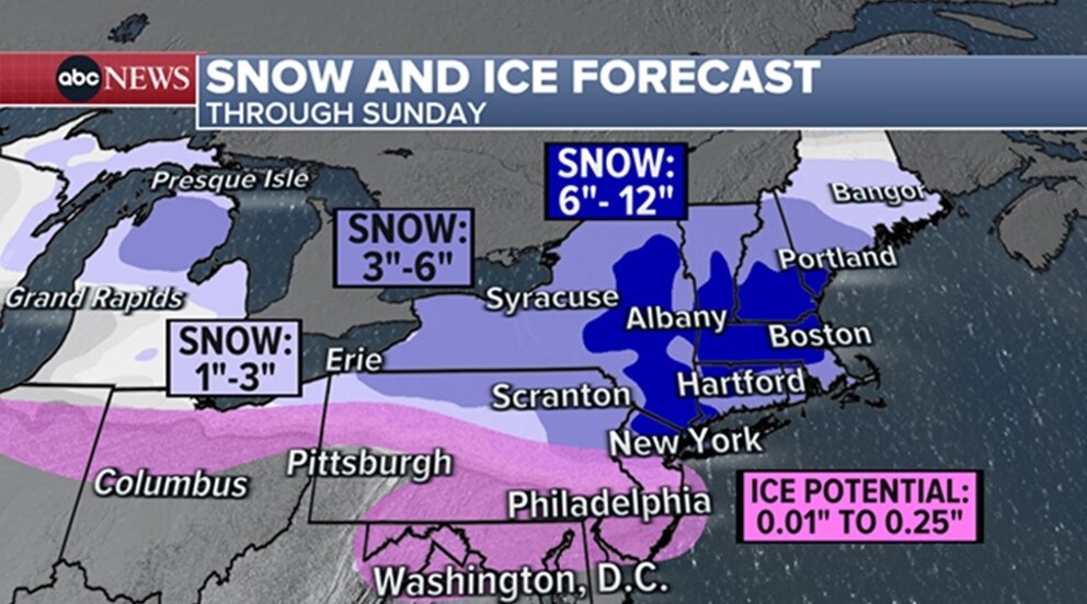 PHOTO: snow and ice forecast