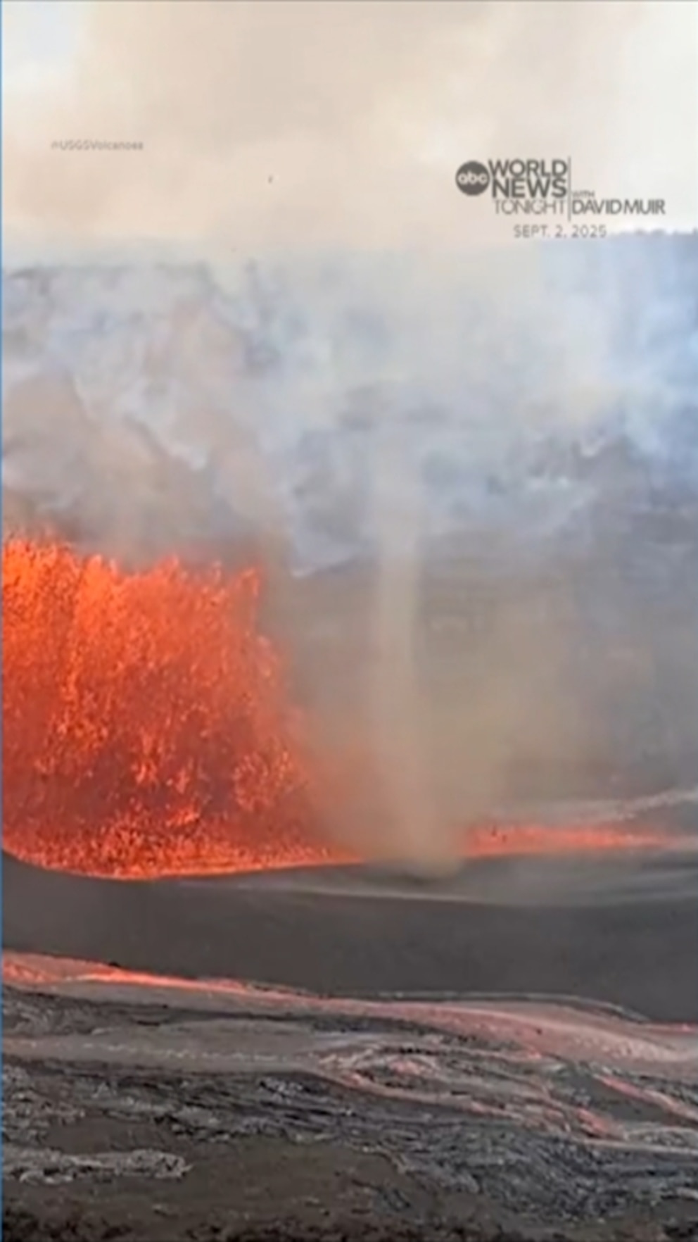 NextImg:Video 'Volnado' forms near Kīlauea volcano's active lava fountain