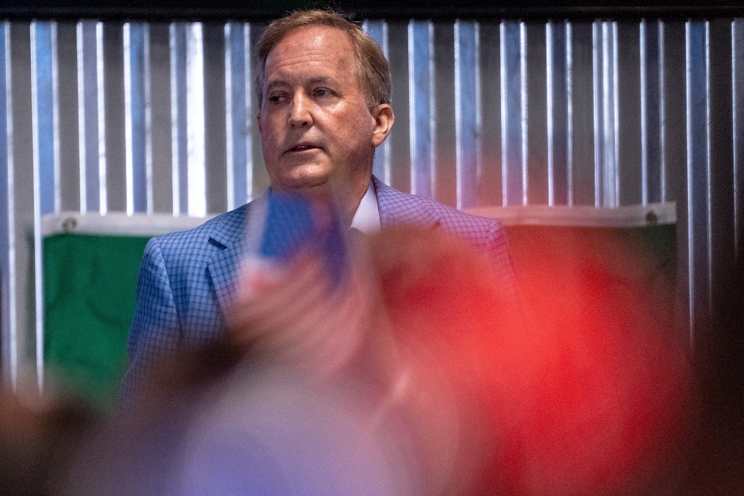 Texas Attorney General Ken Paxton rallies with supporters at Cooper's BBQ on October 24, 2026 in New Braunfels, Texas. Joel Angel Juarez/Getty Images