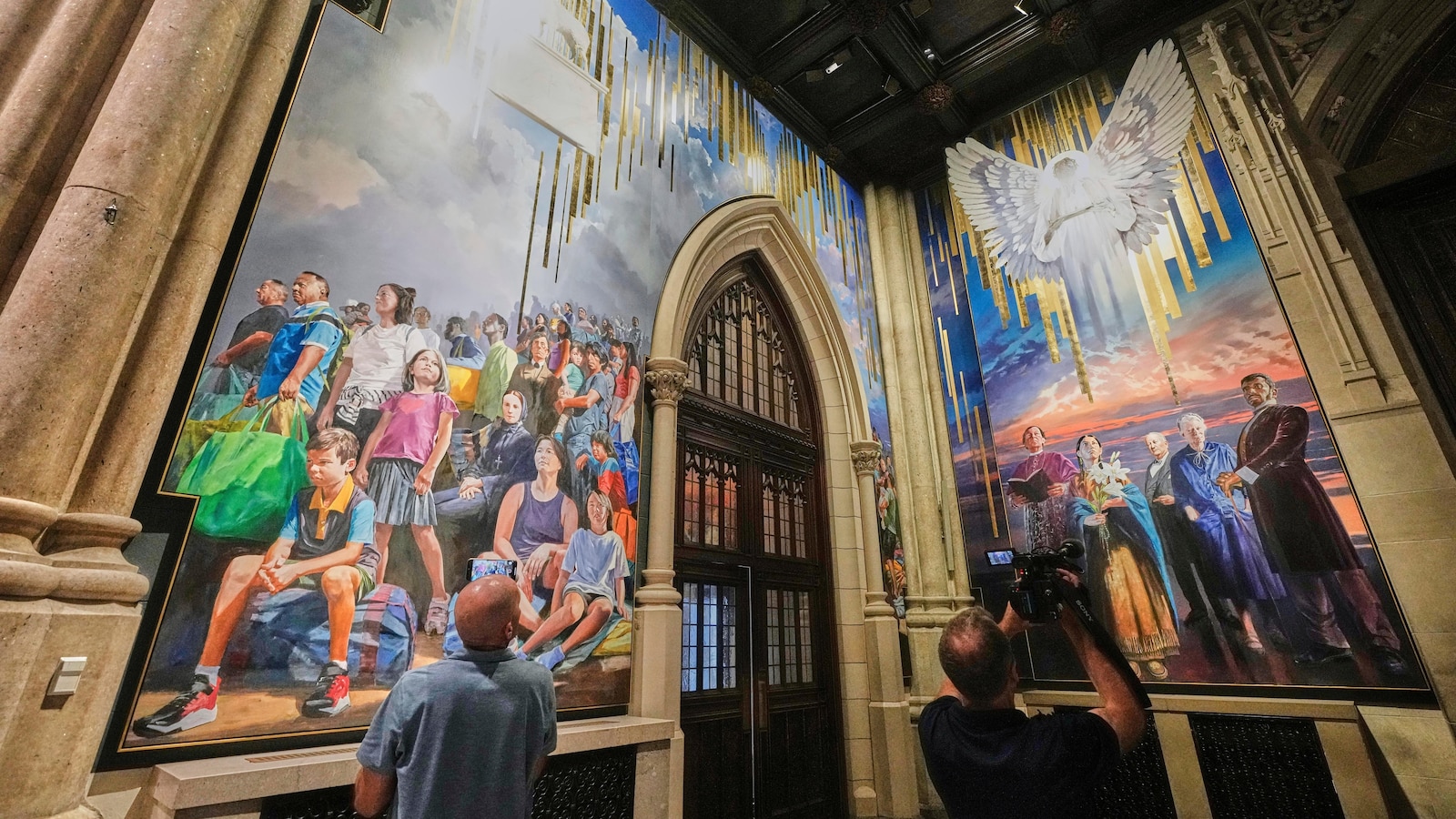 Massive mural honoring NYC immigrants now fills entrance to St. Patrick’s Cathedral