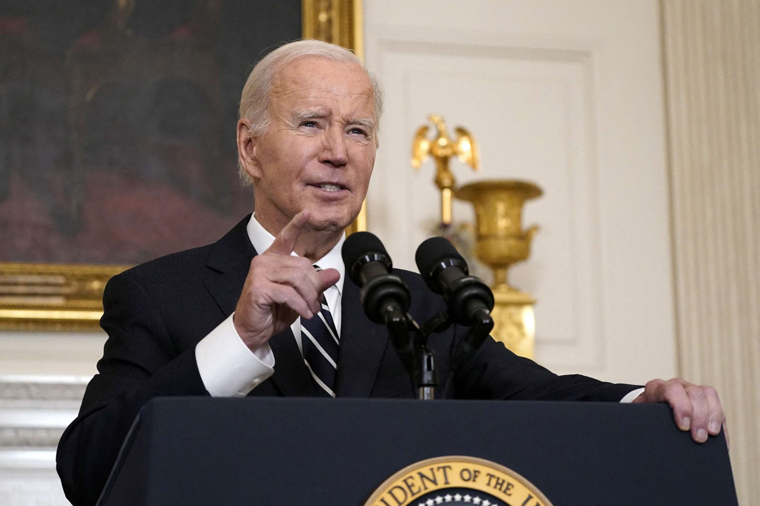 PHOTO: President Joe Biden speaks about the conflict in Israel, after Hamas launched its biggest attack in decades, while making a statement about the crisis, at the White House in Washington, D.C., on Oct. 7, 2023.