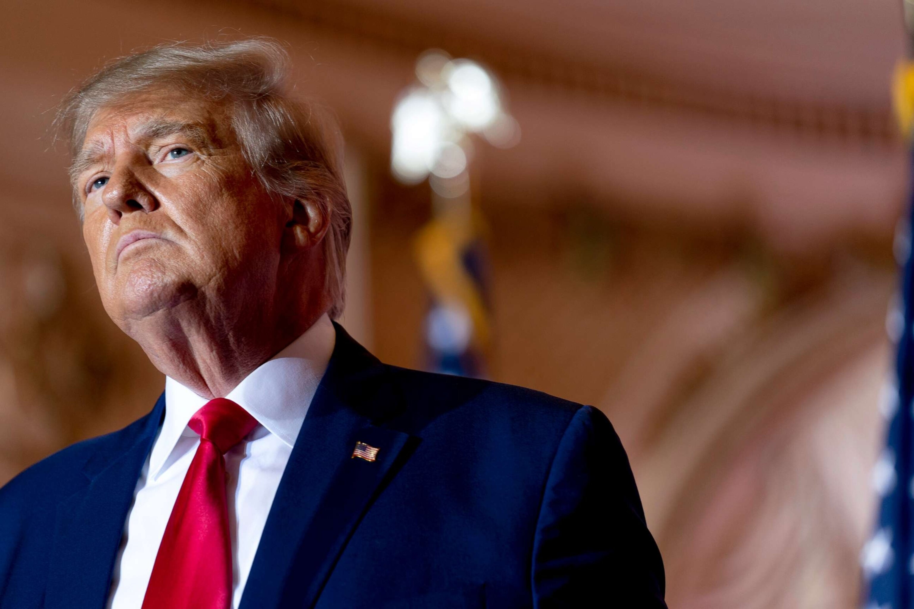 PHOTO: Former President Donald Trump announces he is running for president for the third time as he pauses while speaking at Mar-a-Lago in Palm Beach, Fla., Nov. 15, 2022.