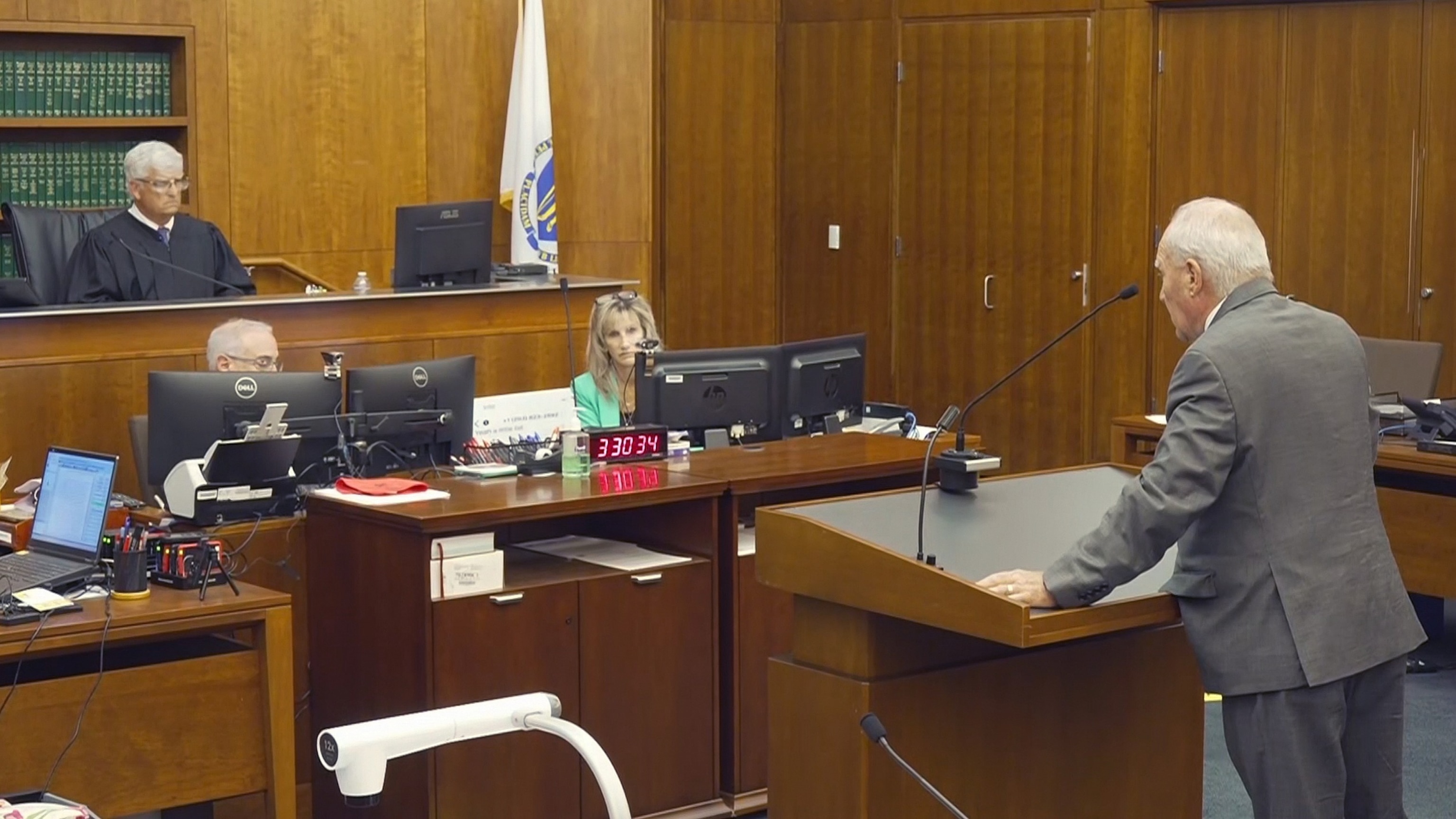 PHOTO: Kevin Reddington, attorney for Lindsay Clancy addresses Judge William Sullivan during an afternoon session in the courtroom in the triple murder trial of the Duxbury mother in Plymouth Superior Court, in Plymouth, Massachusetts, September 3, 2026.