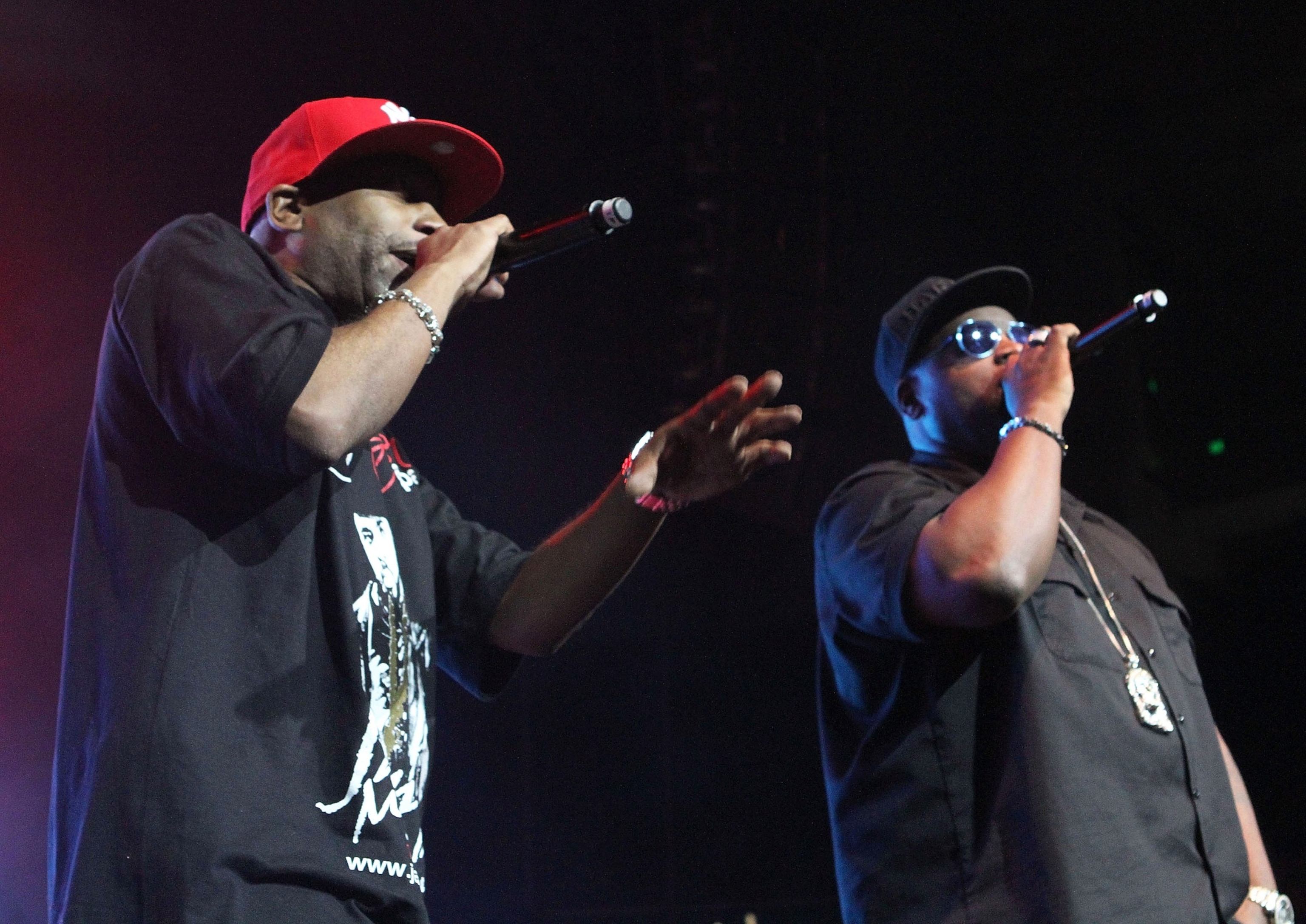 PHOTO: In this April 27, 2012, file photo, Rob Base (L) and  DJ E-Z Rock perform during the Legends Of Hip Hop Reunion Tour at Nova Southeastern University in Fort Lauderdale, Fla.