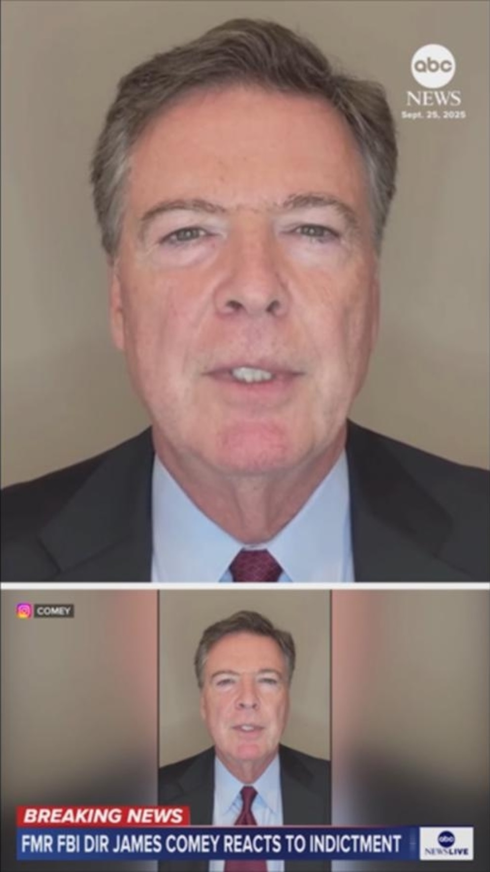 NextImg:Video Former FBI Director James Comey reacts to indictment