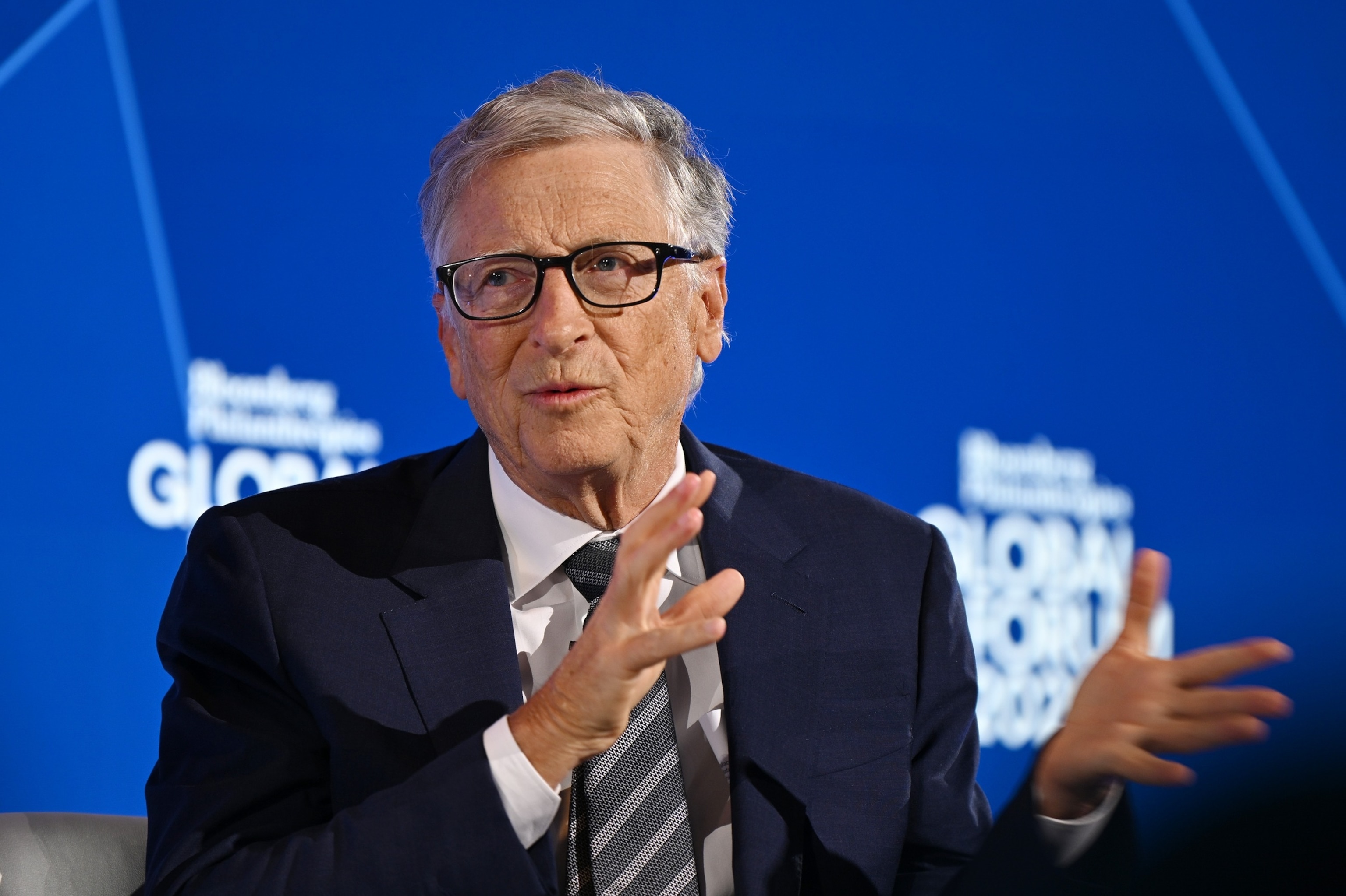 PHOTO: Bill Gates speaks onstage at the Bloomberg Philanthropies Global Forum 2025, September 24, 2025, in New York City.
