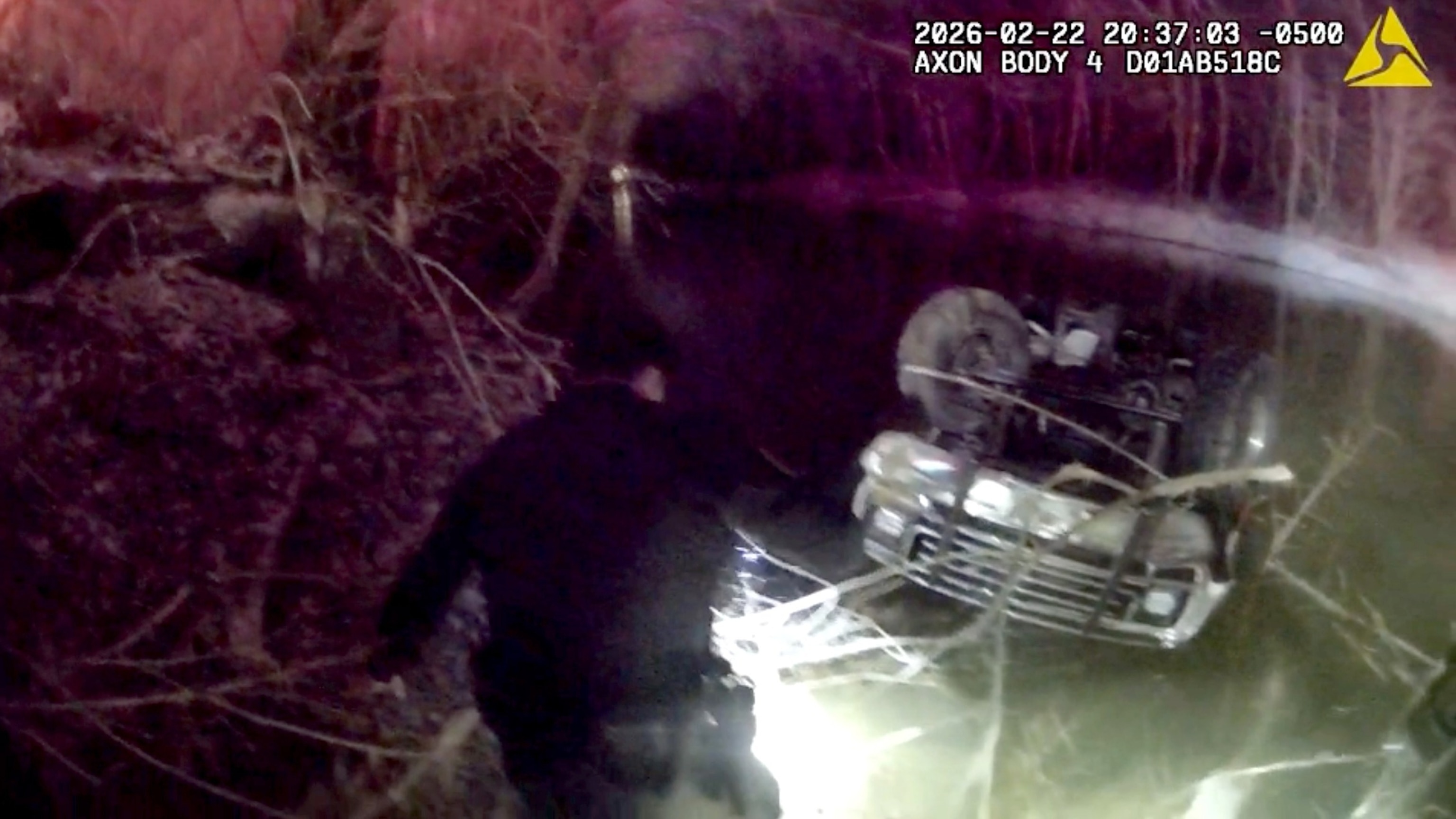 PHOTO: Police respond to a partially submerged car in Batavia, Ohio, Feb. 22, 2026.