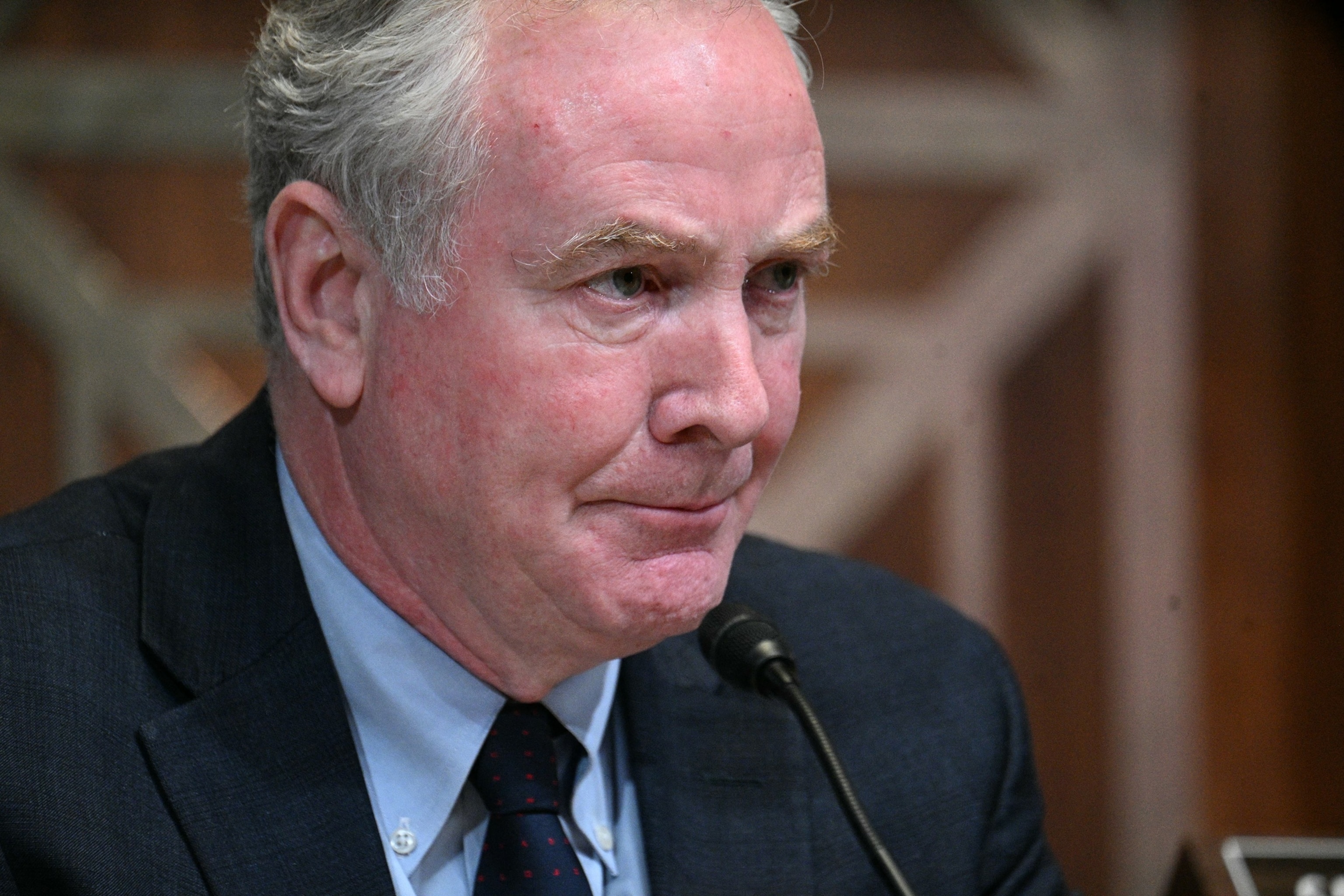 PHOTO: Sen. Chris Van Hollen questions FBI Director Kash Patel during a Senate Committee on Appropriations, Subcommittee on Commerce, Justice, Science and Related Agencies hearing on Capitol Hill in Washington, May 12, 2026.